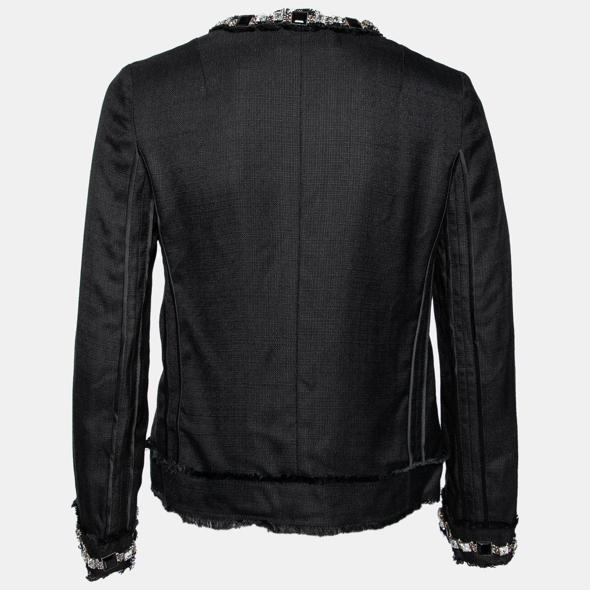 

Dolce & Gabbana Black Knit Embellished Neck Detail Jacket