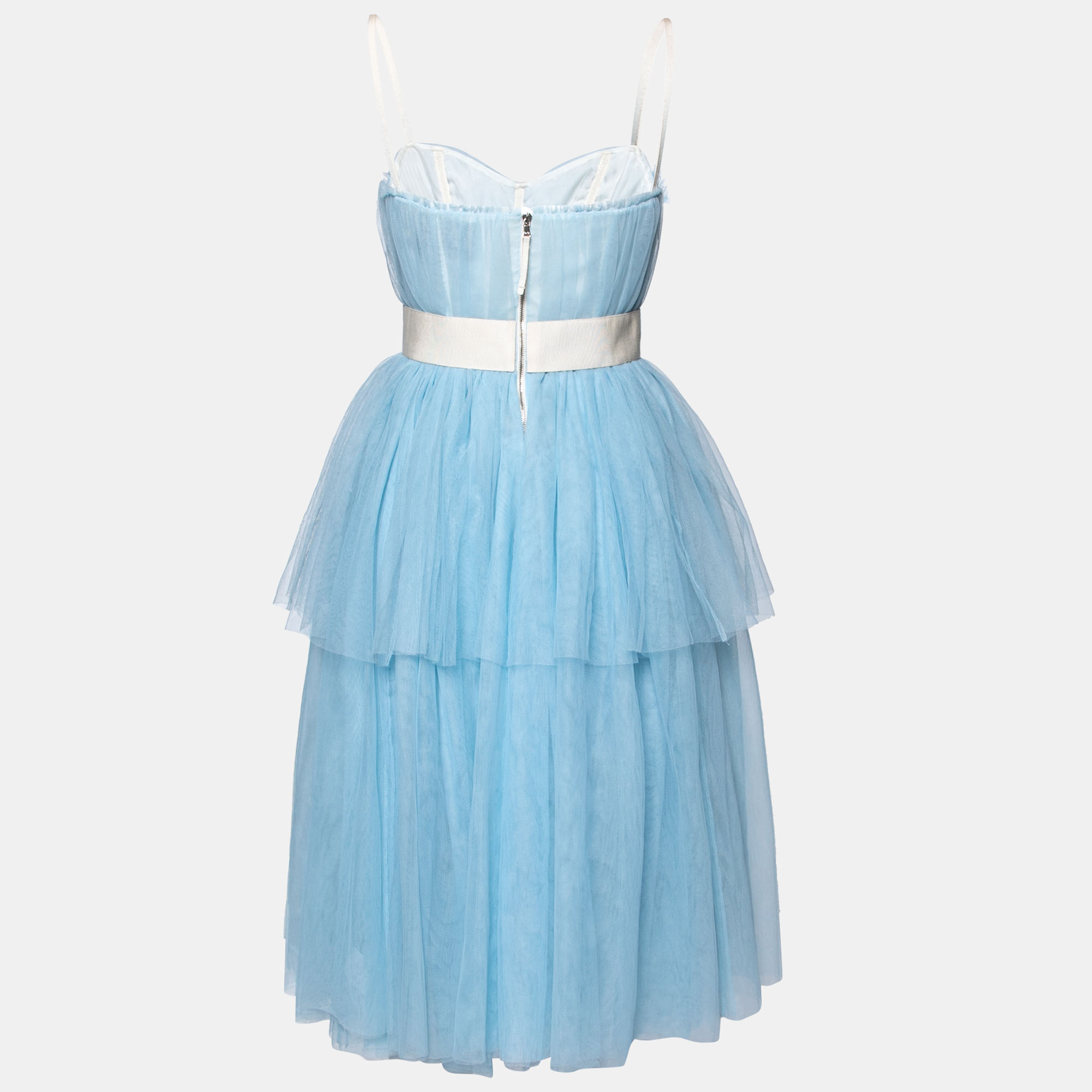 

D&G Blue Tulle Tiered Flared Dress