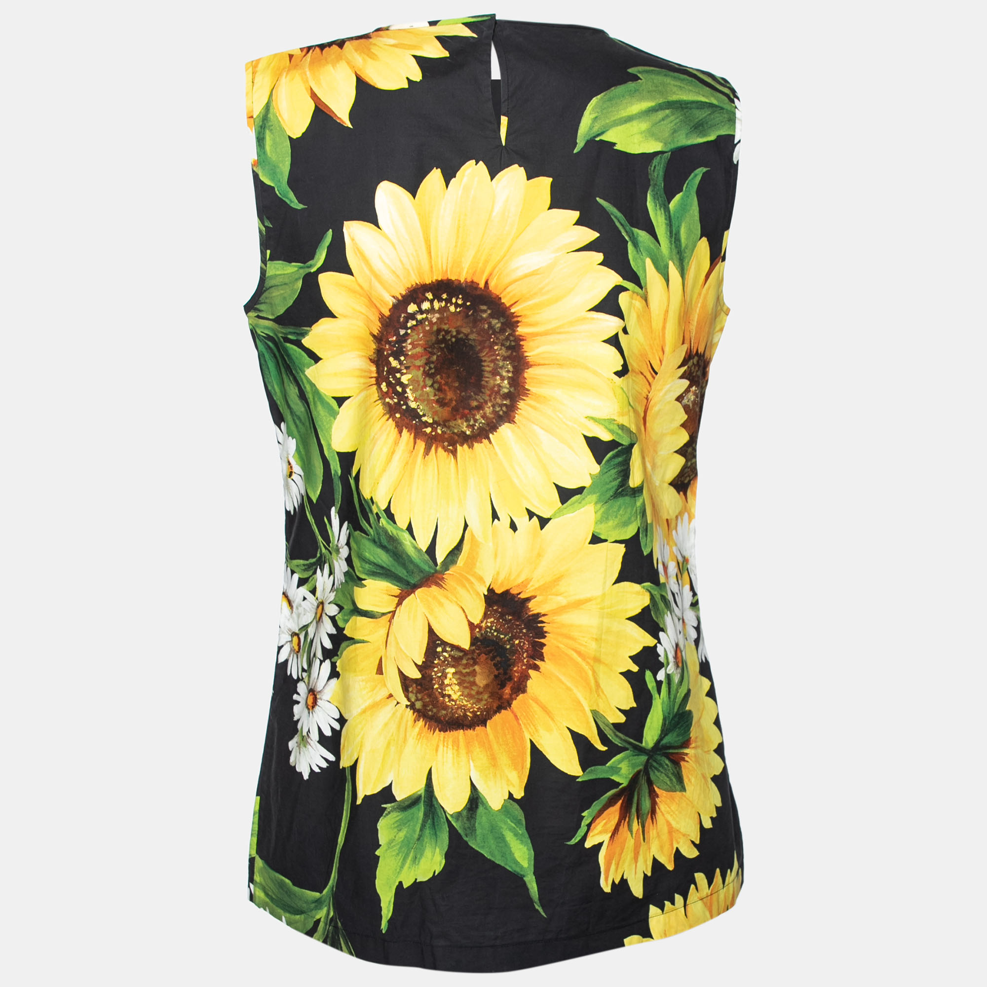 

Dolce & Gabbana Black & Yellow Sunflower Print Cotton Top