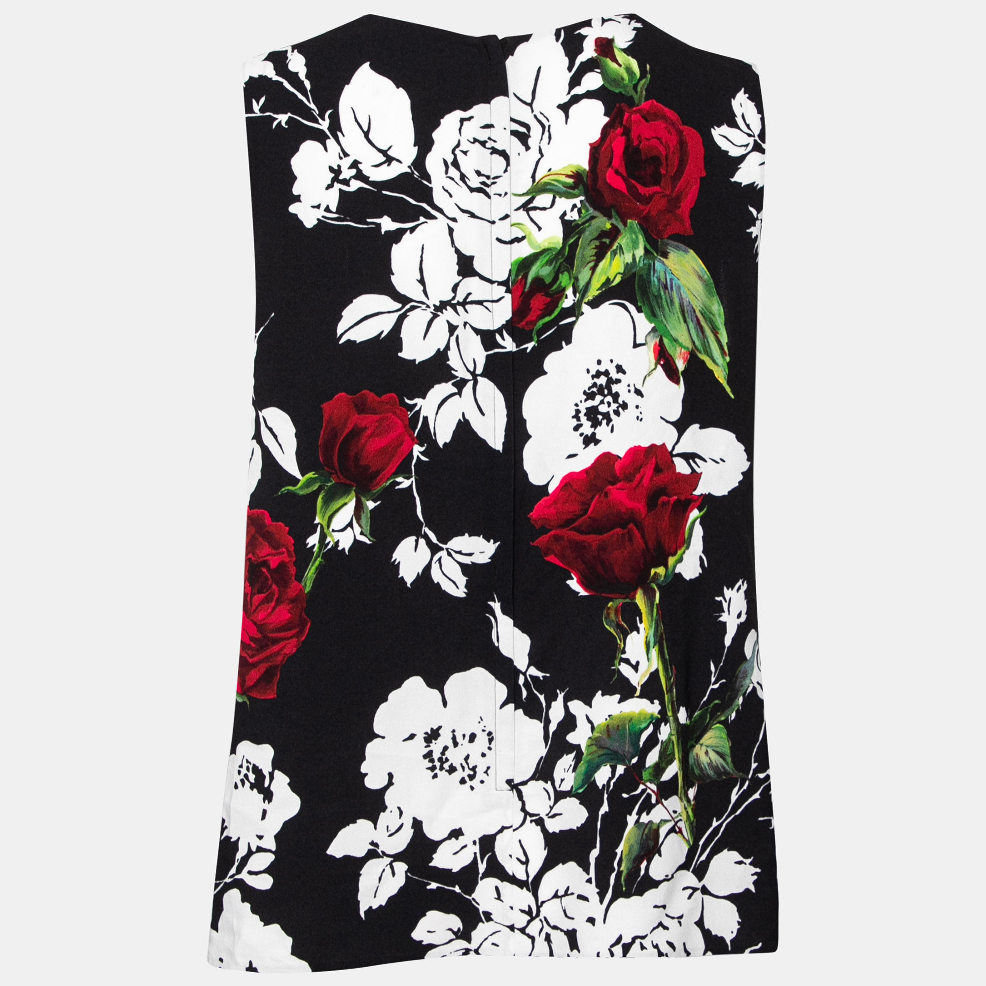 

Dolce & Gabbana Black Floral Printed Crepe Sleeveless Top
