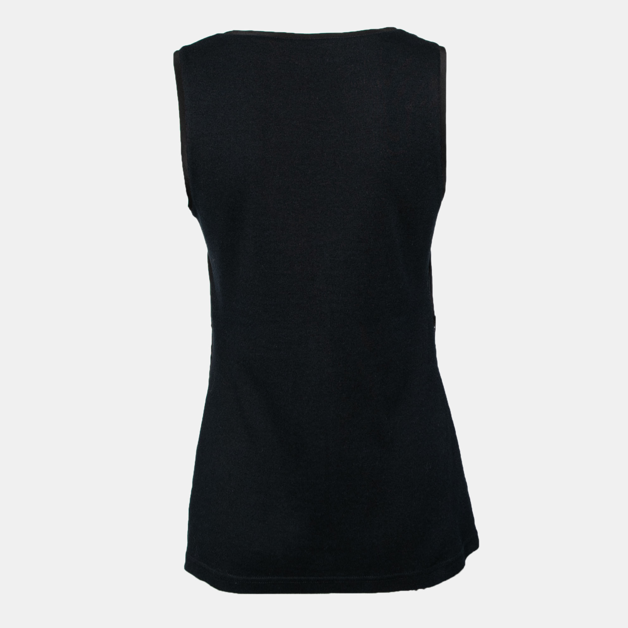 

Dolce & Gabbana Black Silk & Cotton Lace Inset Detailed Sleeveless Top