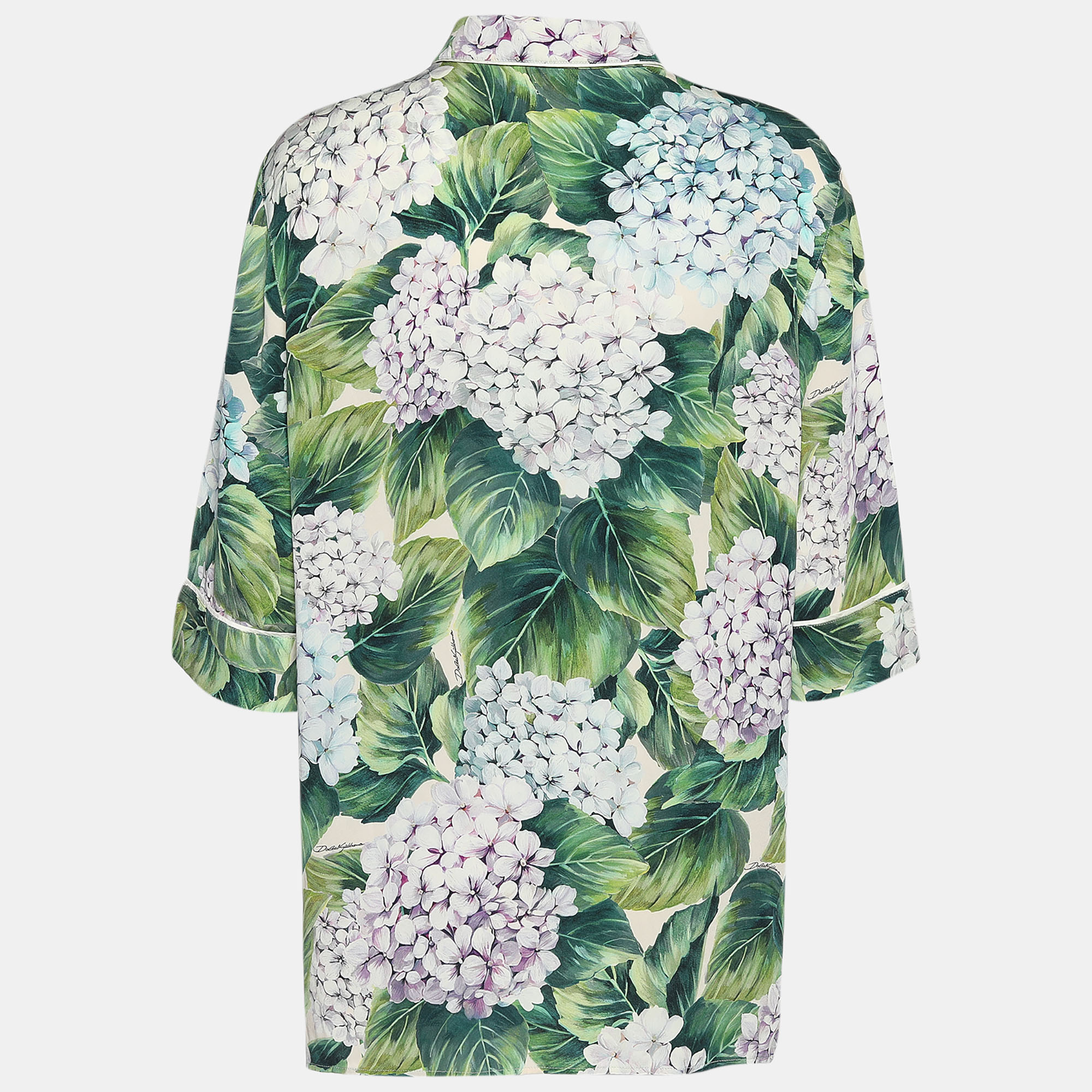 

Dolce & Gabbana Green Floral Print Silk Lounge Top