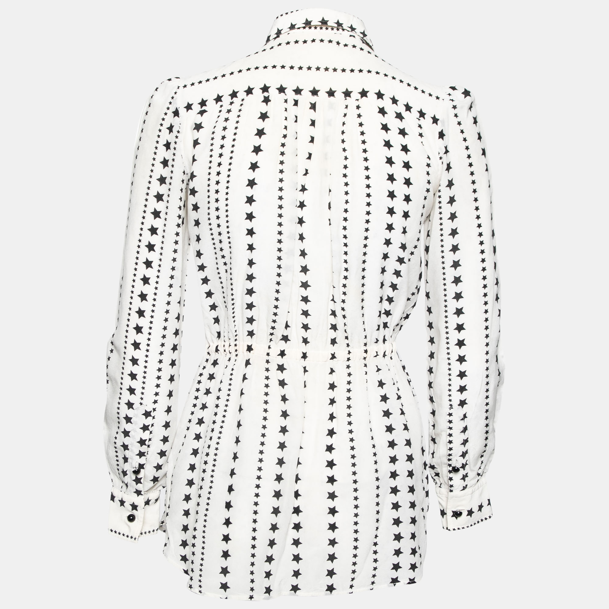 

Dolce & Gabbana White Star Printed Silk Button Front Blouse
