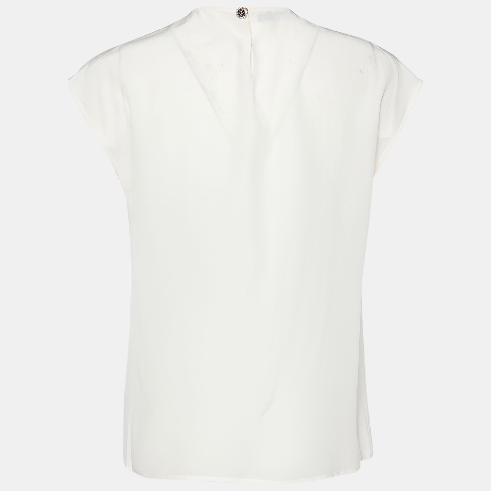 

Dolce & Gabbana Cream Silk Lace Embroidered Crystal Embellished Sleeveless Blouse