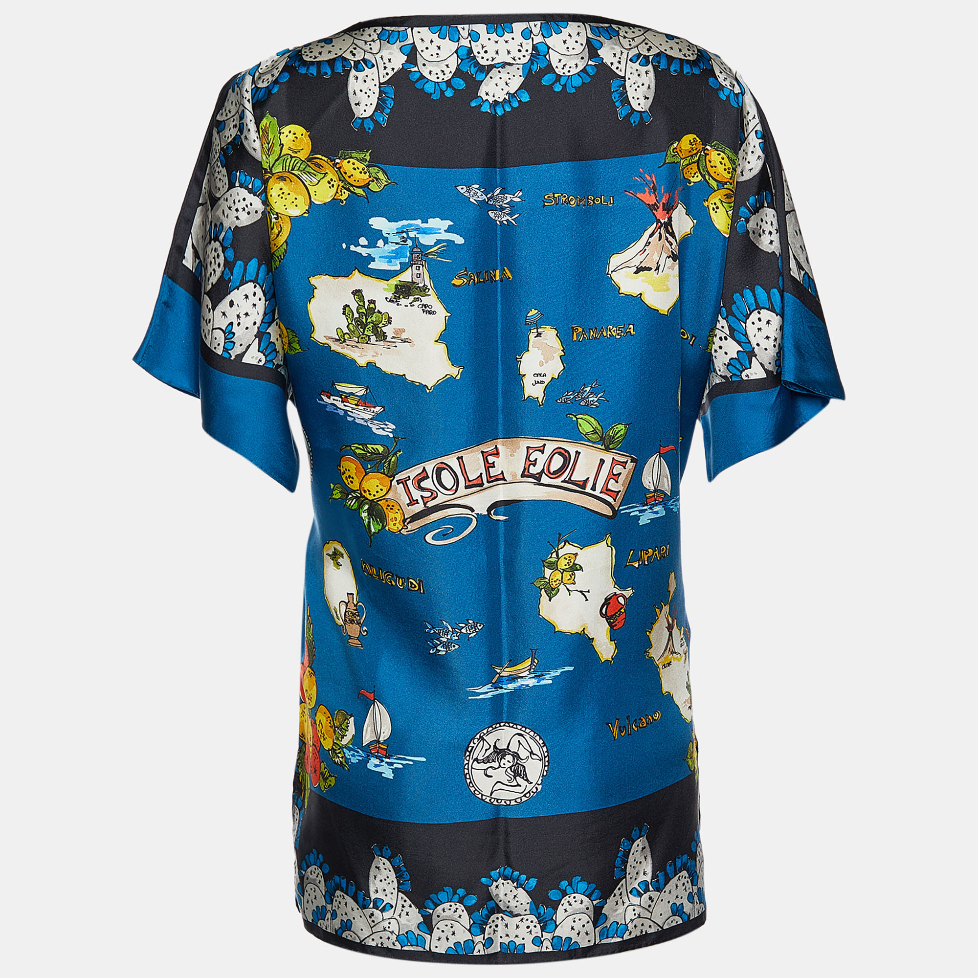 

Dolce & Gabbana Blue Printed Silk Blouse