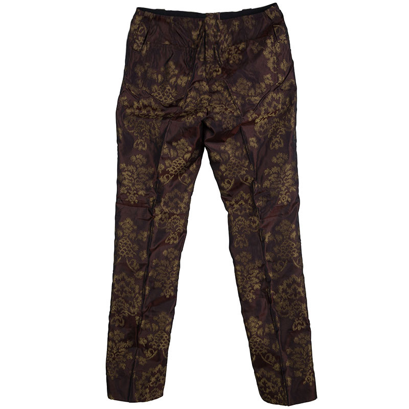 

Dolce & Gabbana Dark Brown Brocade Silk Trousers