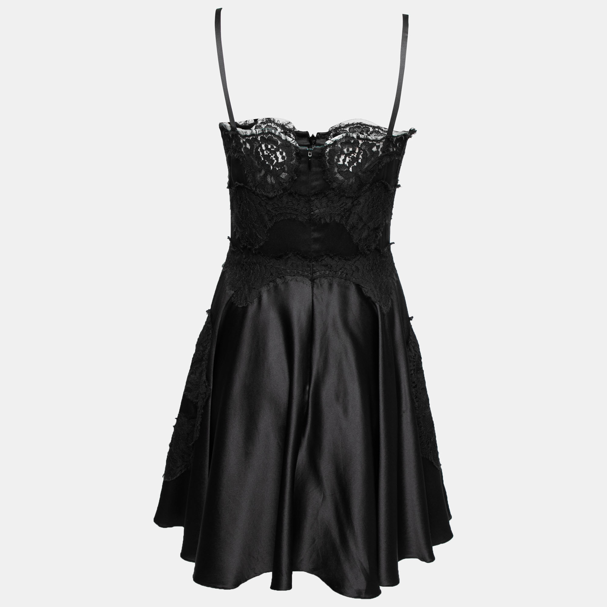

Dolce & Gabbana Black Silk & Lace Trimmed Sleeveless Short Dress