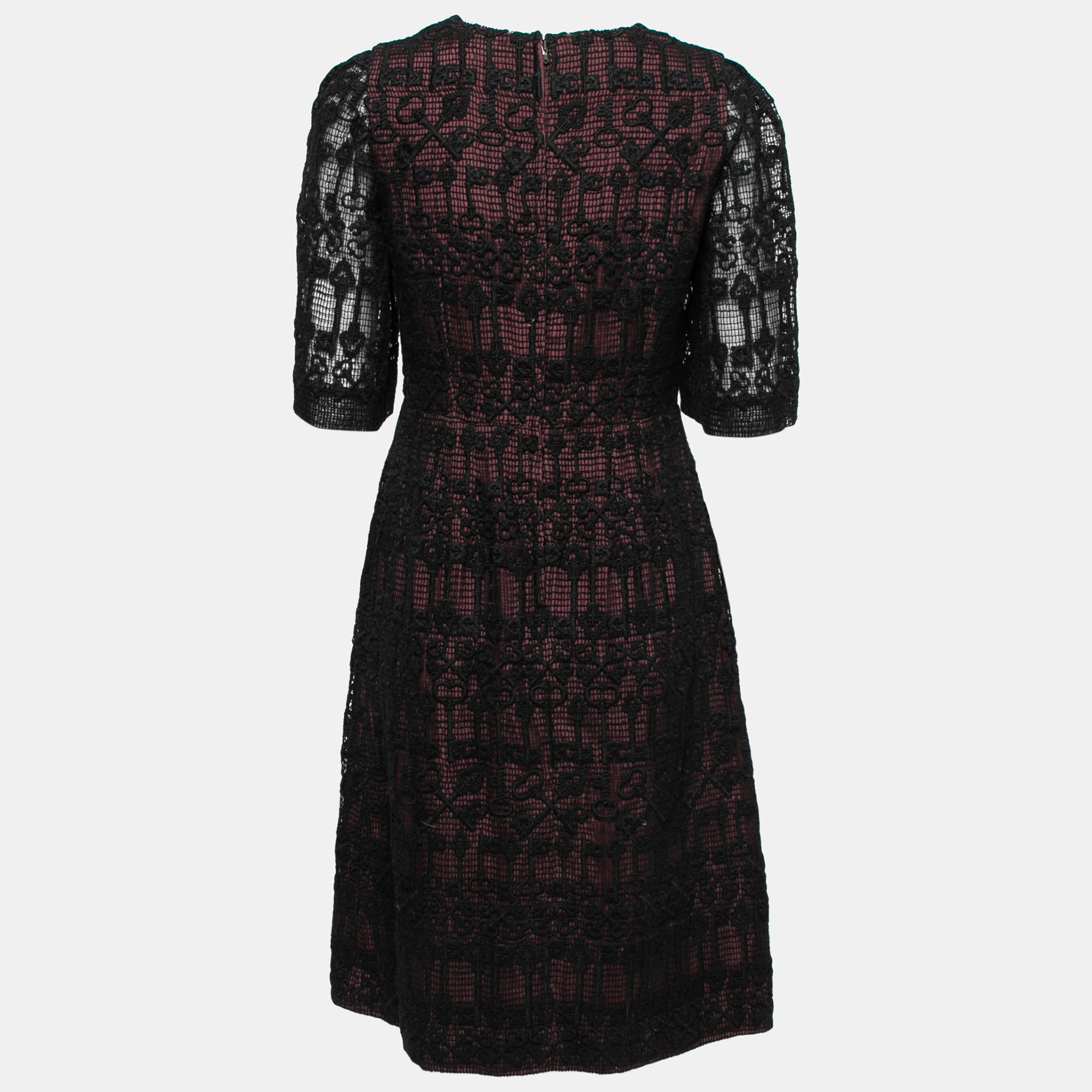 

Dolce & Gabbana Black Guipure Lace Short Sleeve Shift Dress