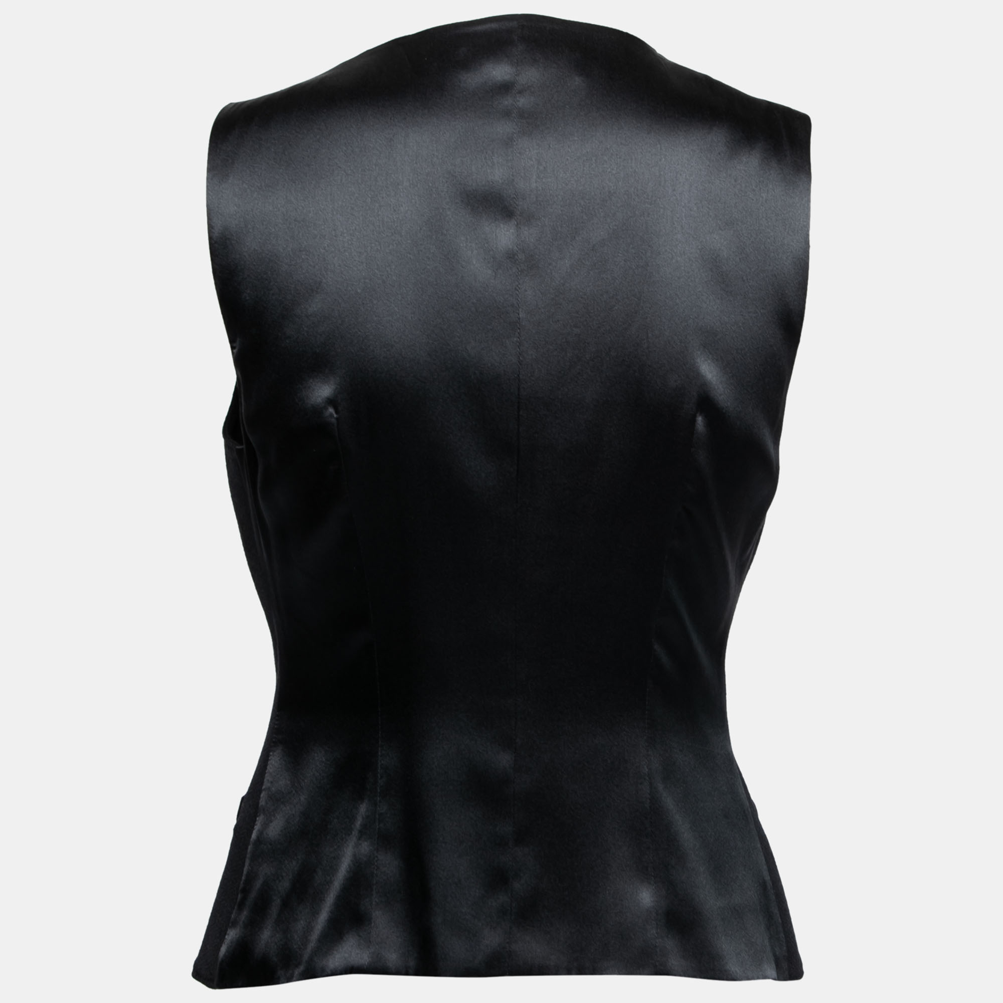 

Dolce & Gabbana Black Wool & Silk Satin Button Front Waistcoat