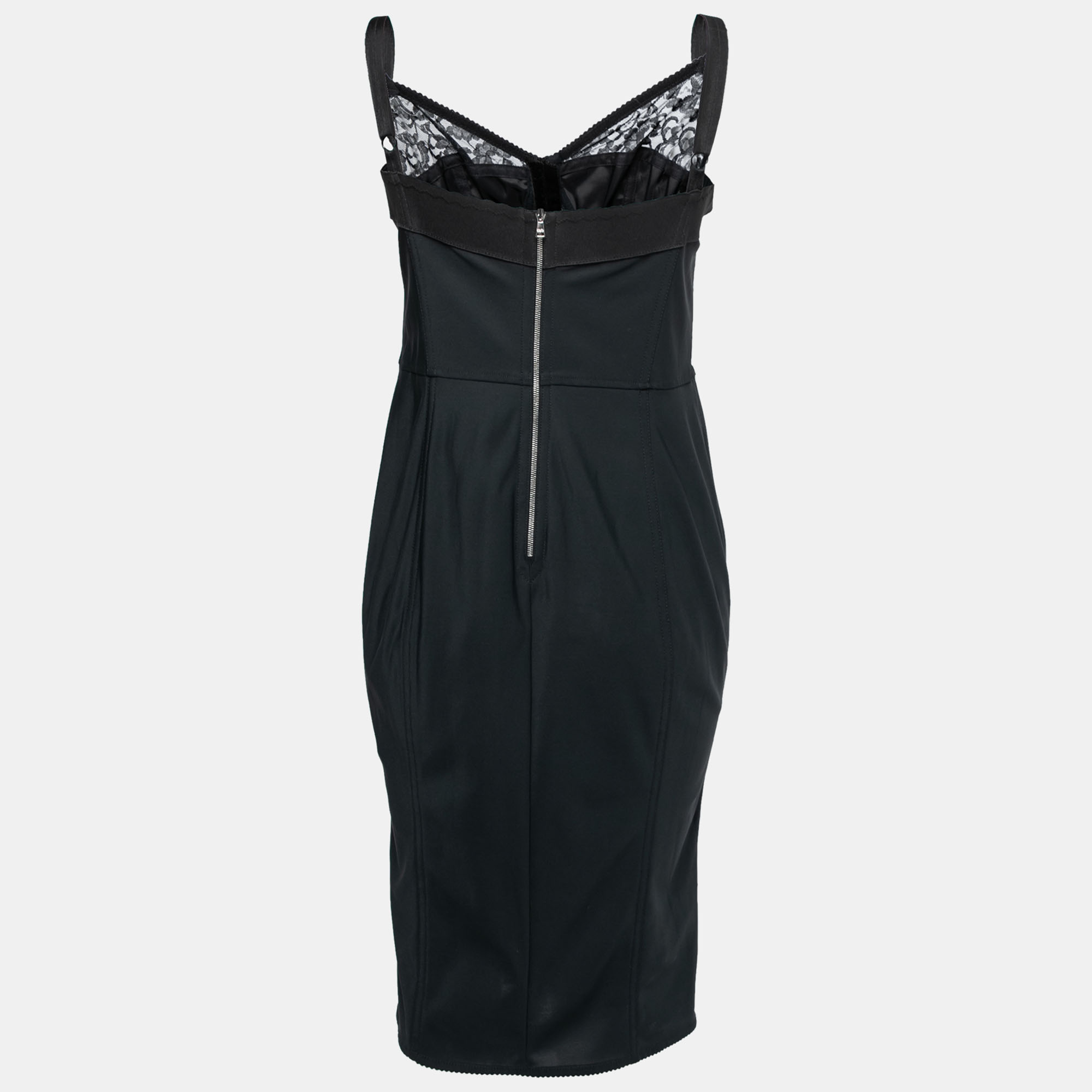 

Dolce & Gabbana Black Synthetic & Lace Sleeveless Bodycon Dress