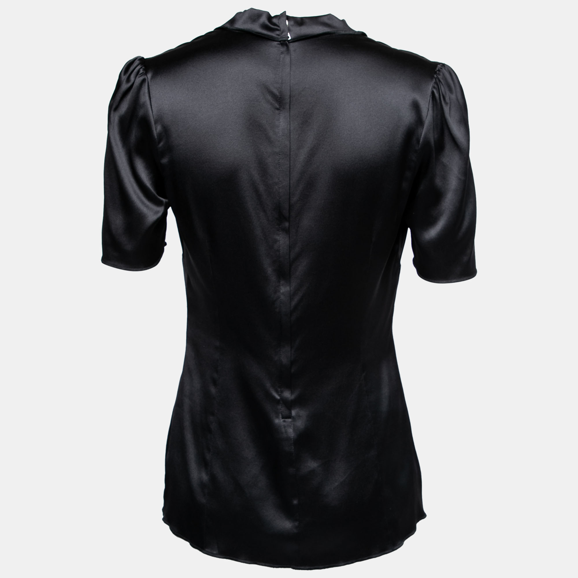 

Dolce & Gabbana Black Silk Satin Short Sleeve Blouse