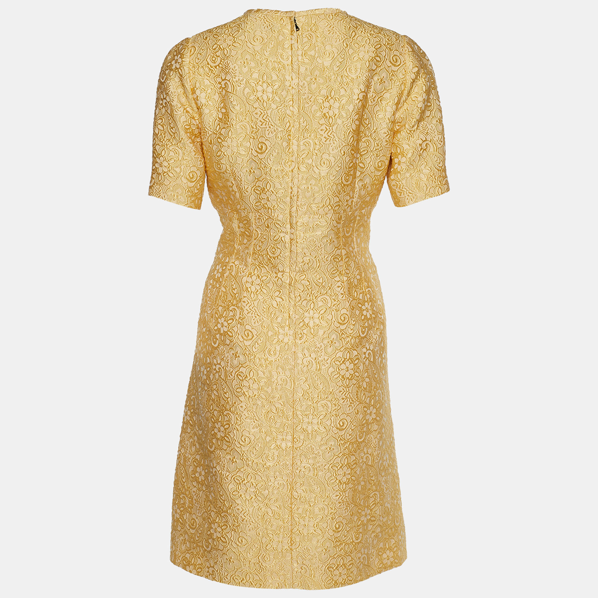 

Dolce & Gabbana Pale Yellow Floral Jacquard Mini Dress