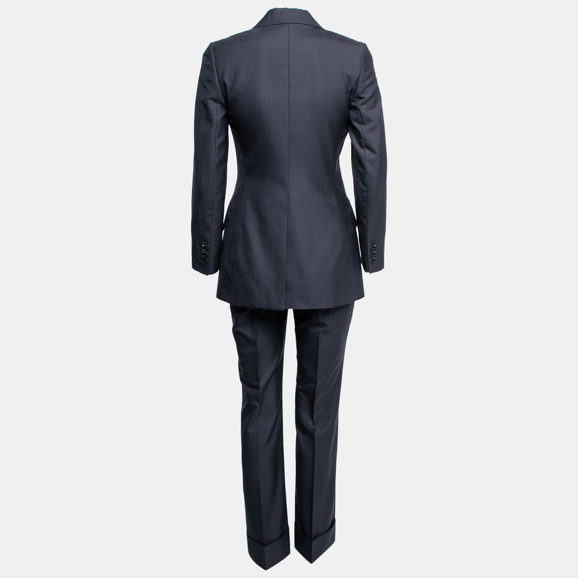 

Dolce & Gabbana Navy Blue Silk & Wool Single Breasted Pant Suit