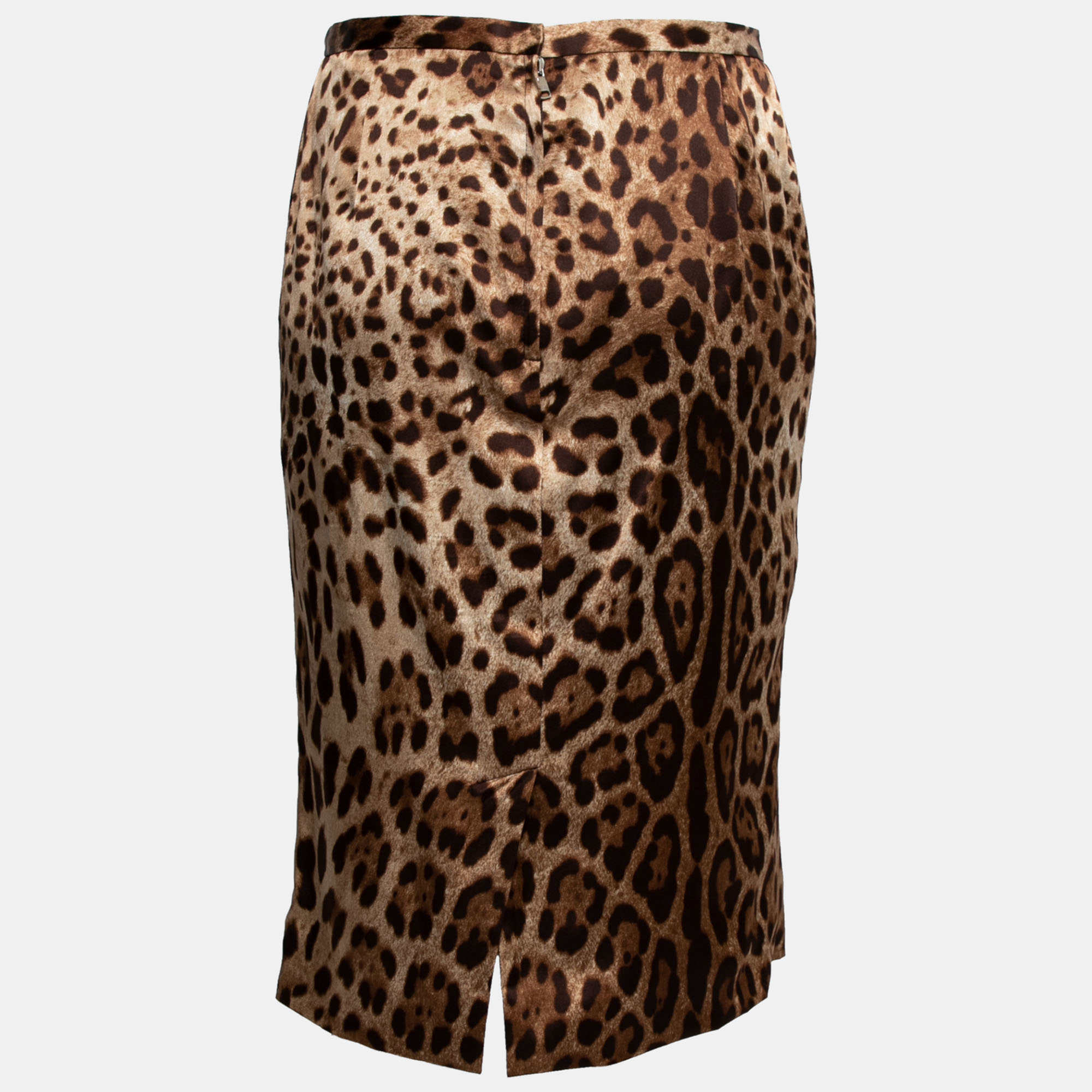 

Dolce & Gabbana Beige Leopard Print Silk Pencil Skirt