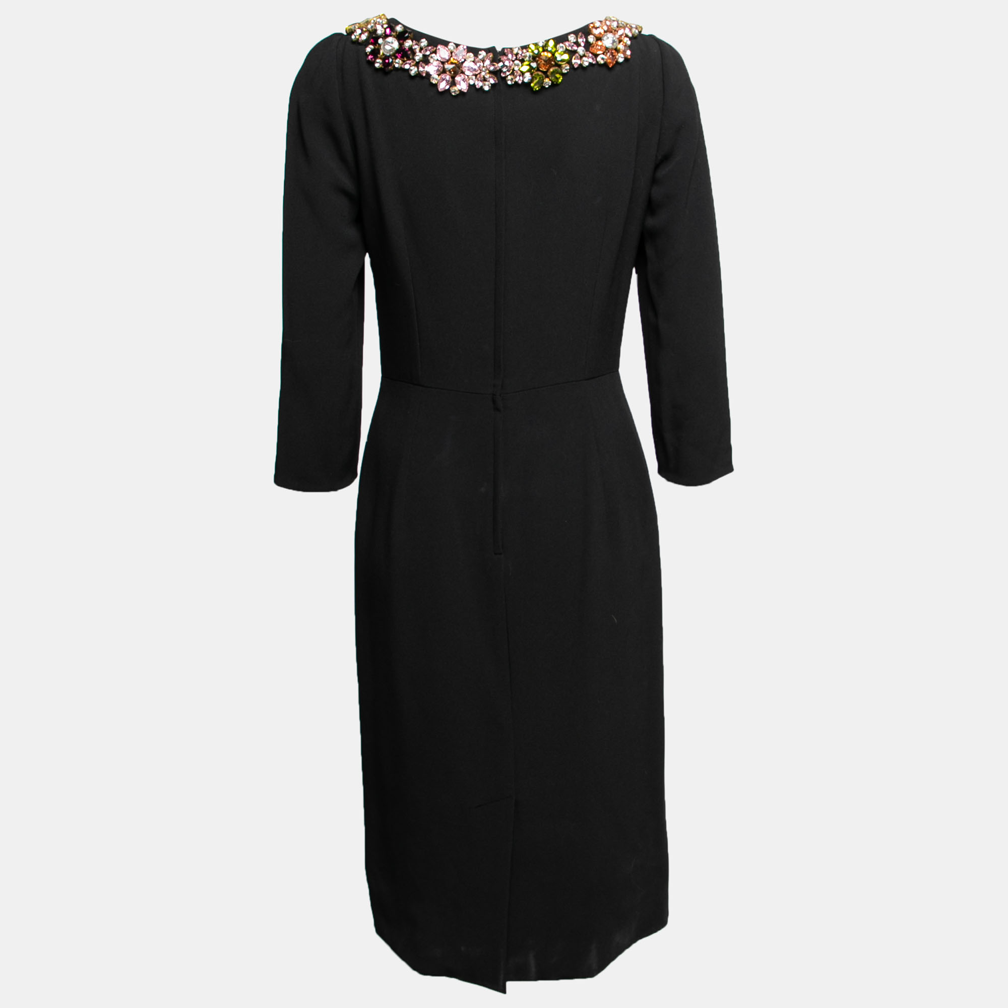 

Dolce & Gabbana Black Crepe Jeweled Neckline Dress