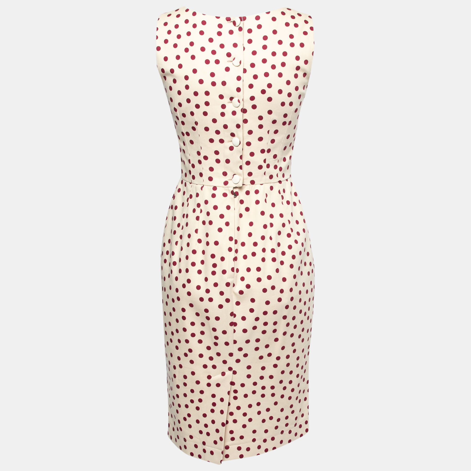 

Dolce & Gabbana Cream Polka Dotted Cotton Sleeveless Dress