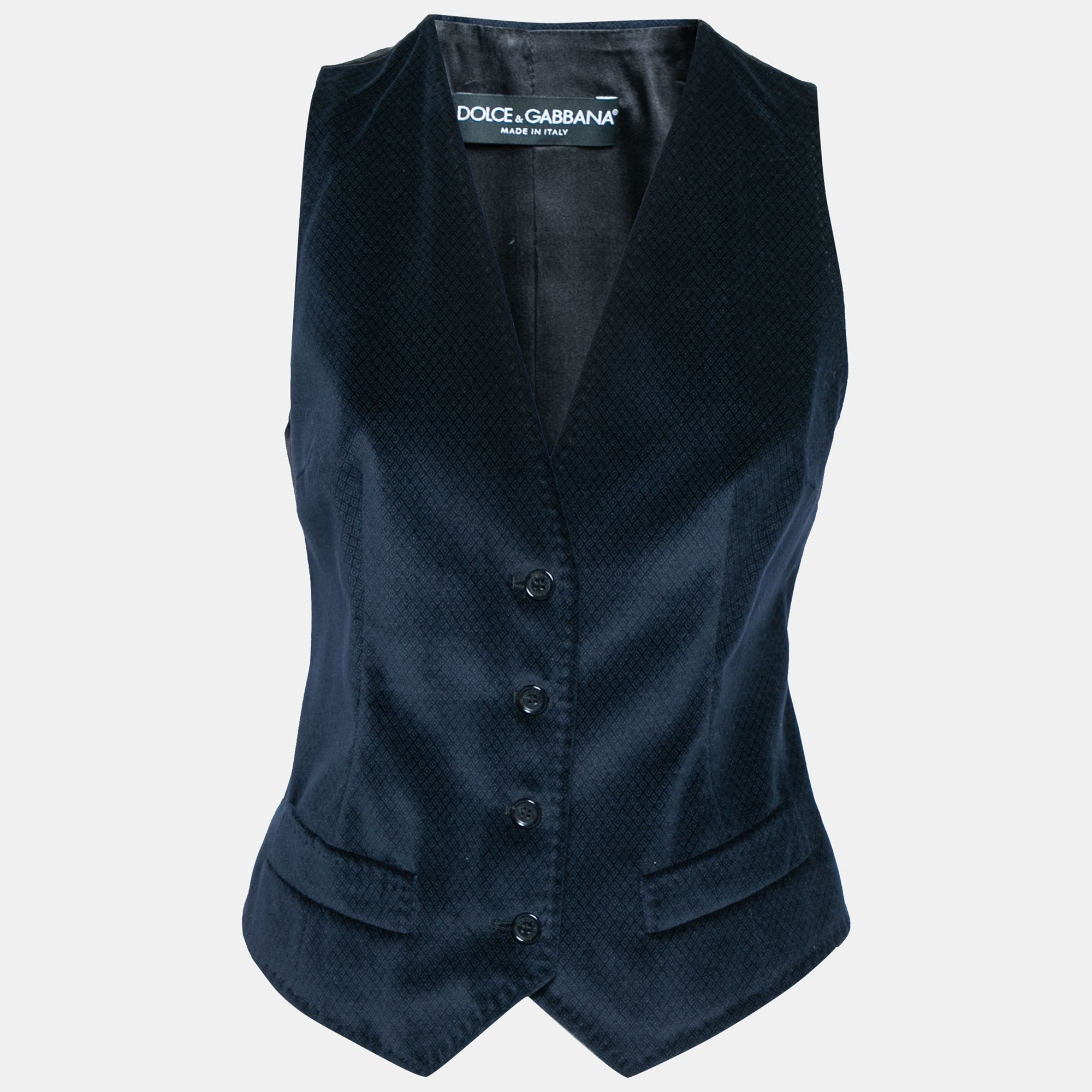 

Dolce & Gabbana Navy Blue Patterned Velvet Waistcoat & Blazer Set /M