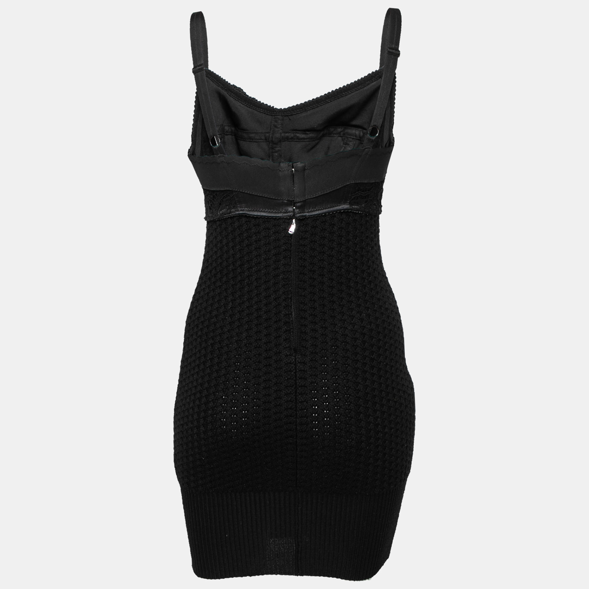 

Dolce & Gabbana Black Wool Knit & Lace Sleeveless Dress