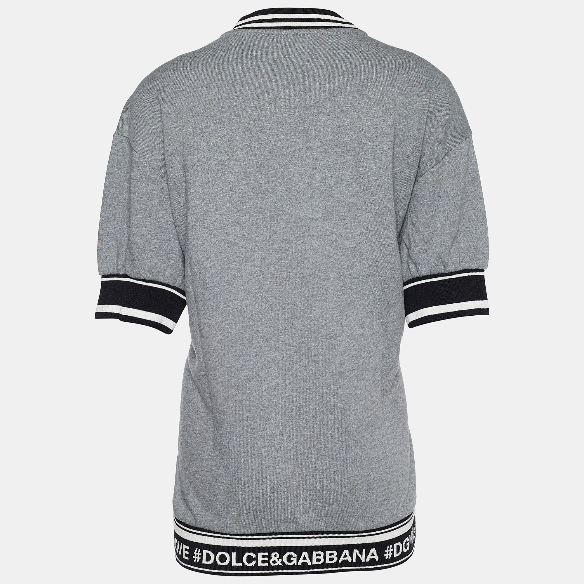 

Dolce & Gabbana Grey Rib Knit Queen Embellished Sweatshirt