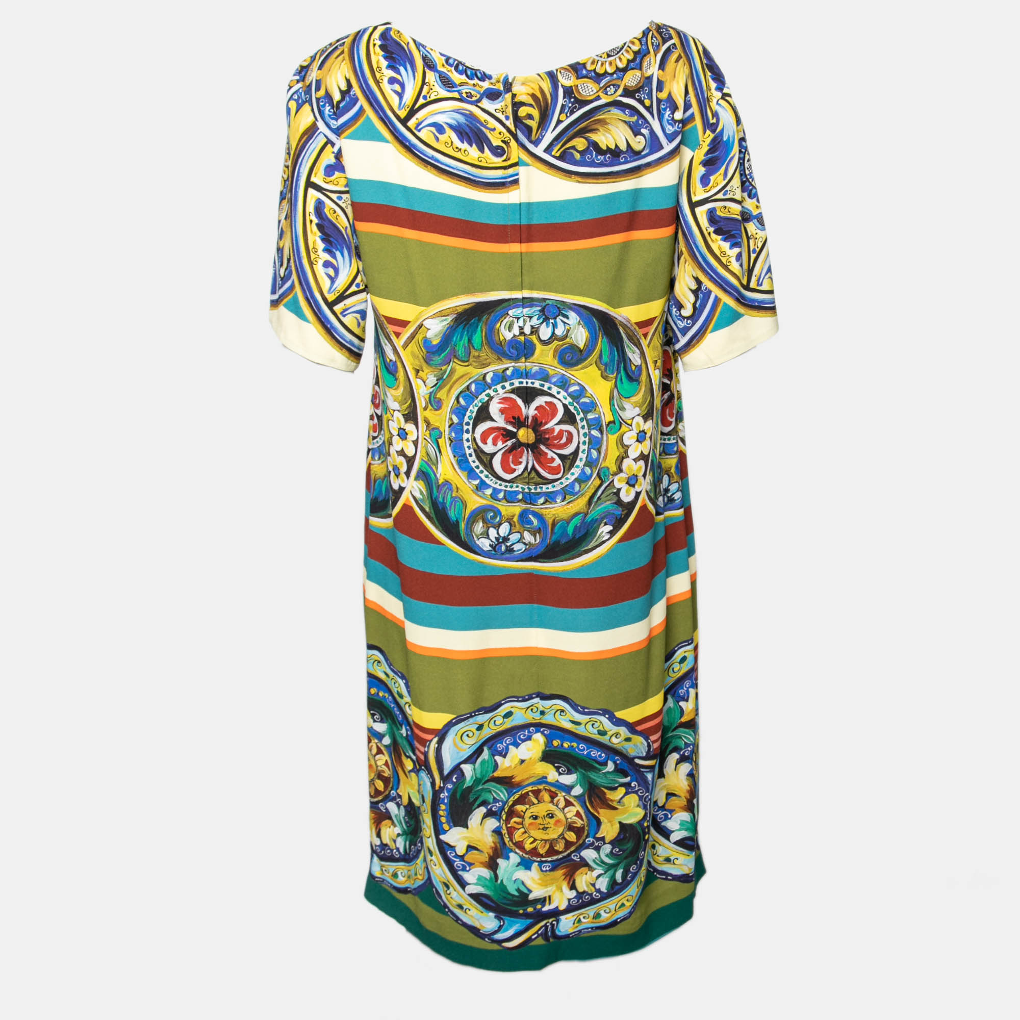 

Dolce & Gabbana Multicolor Printed Crepe Short Sleeve Dress