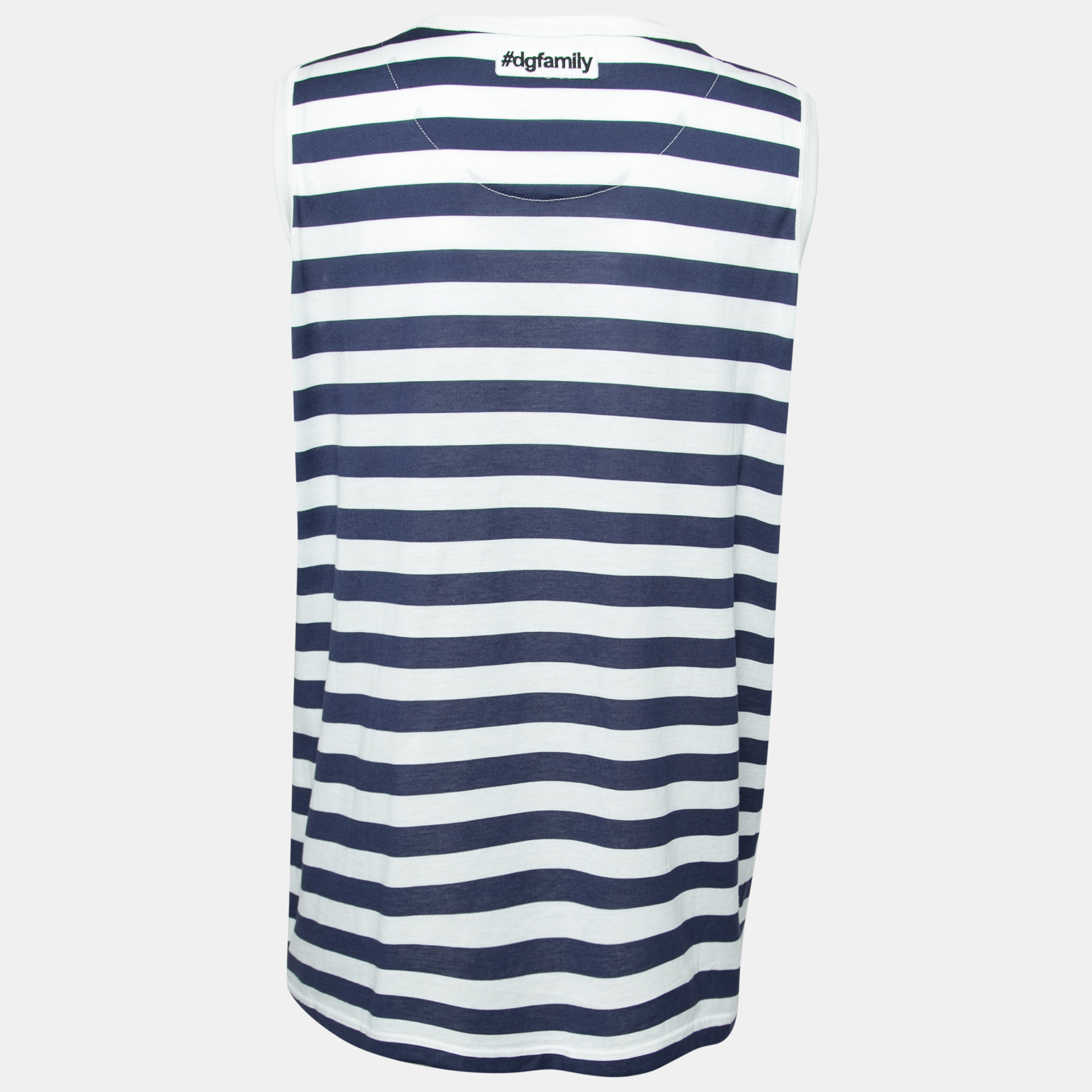 

Dolce & Gabbana White & Blue Striped Cotton Tank Top