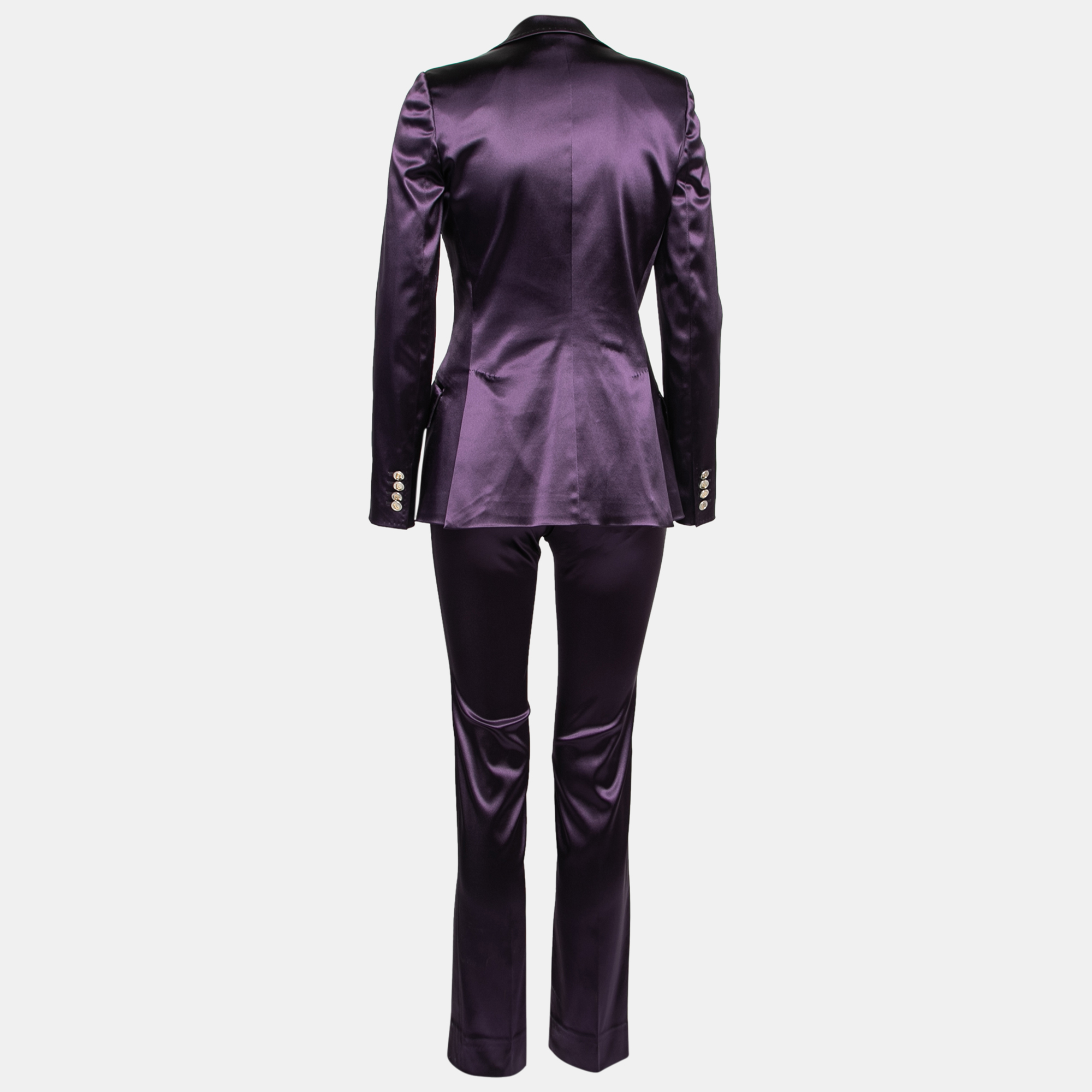 

Dolce & Gabbana Purple Satin Slim Fit Single Breasted Blazer & Pant Suit