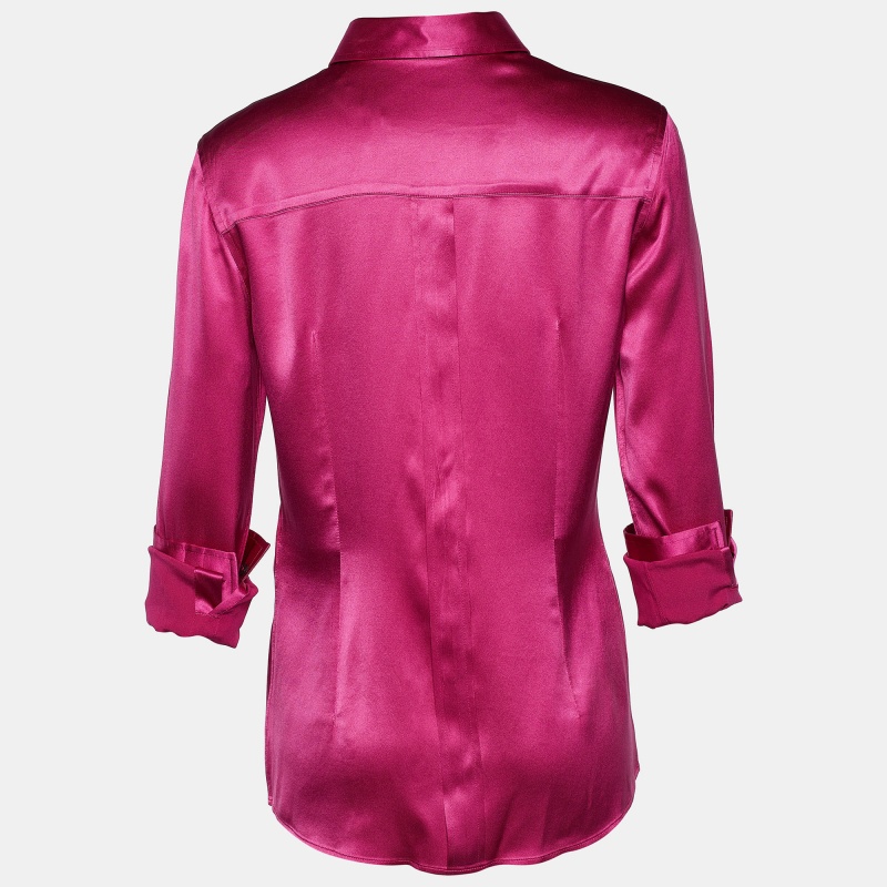 

Dolce & Gabbana Fuschia Pink Satin Button Front Shirt