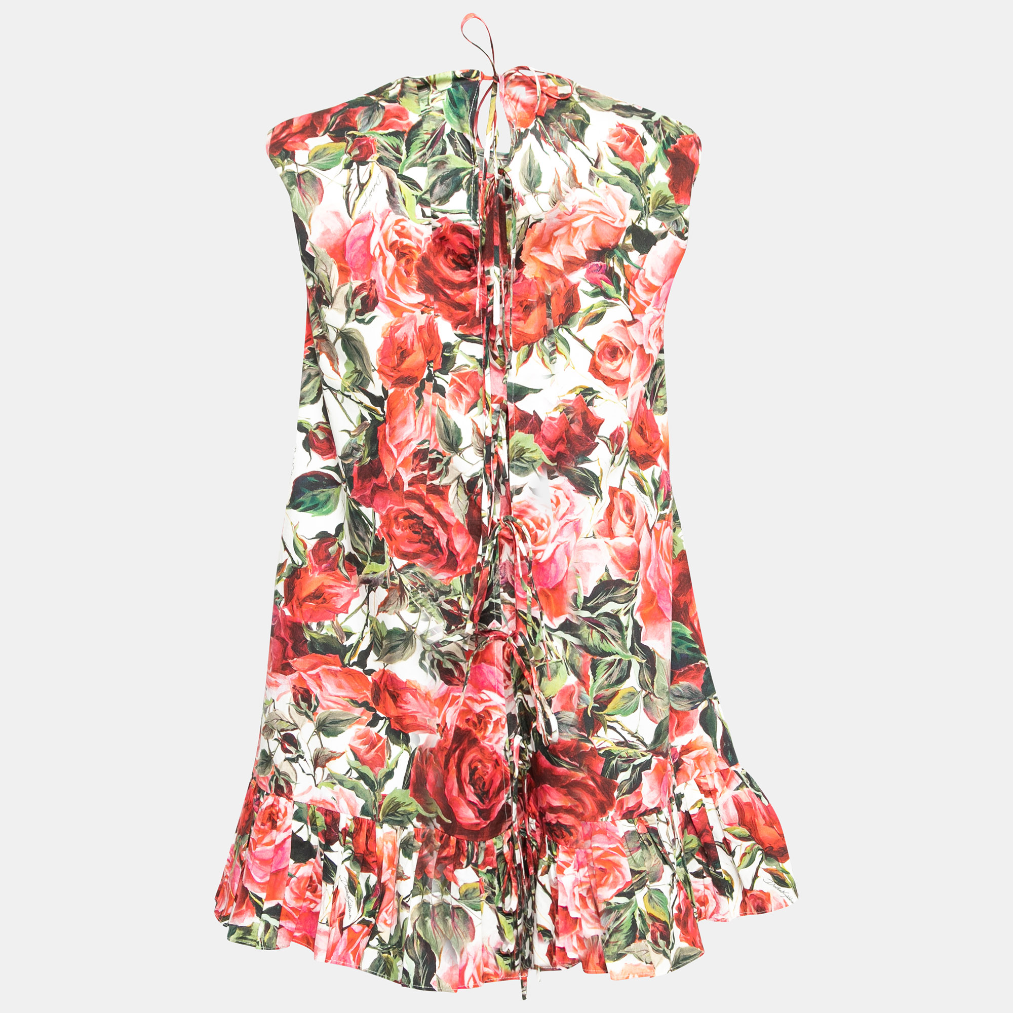 

Dolce & Gabbana Multicolor Rose Print Cotton Tie-Up Dress