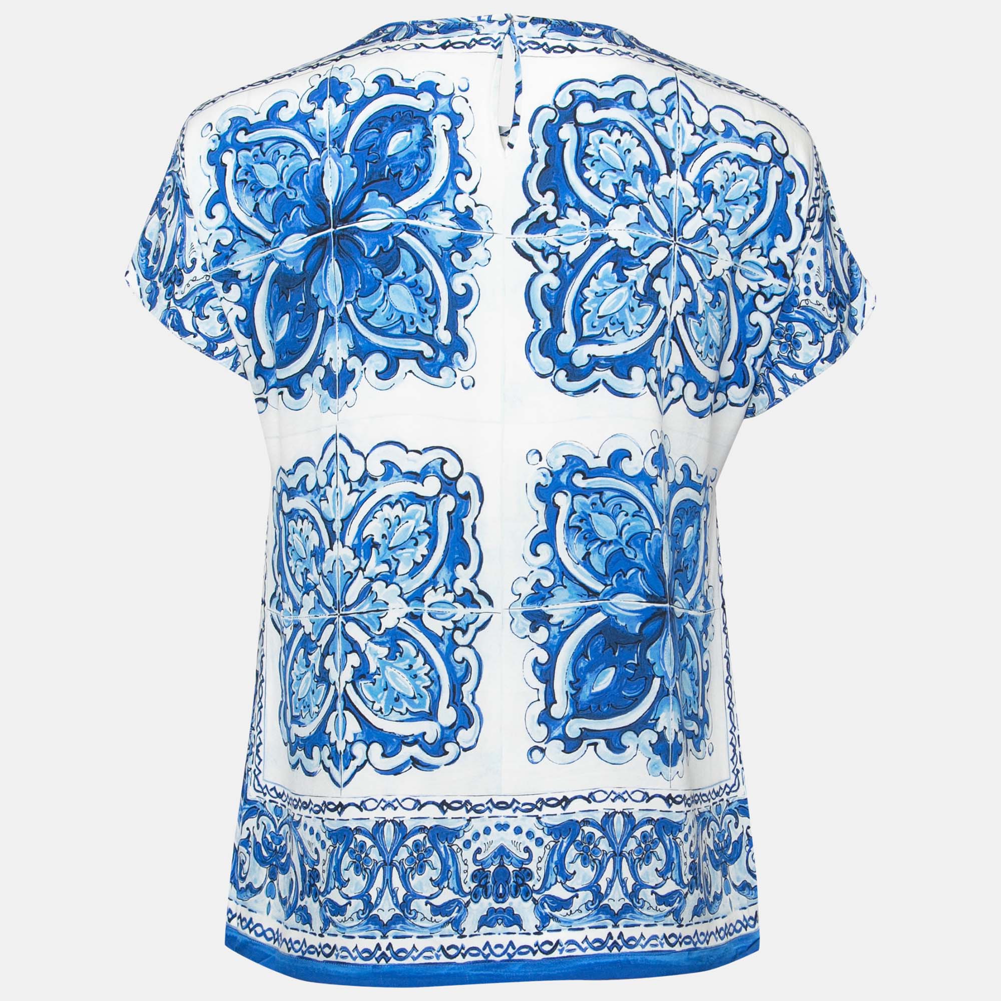 

Dolce & Gabbana White/Blue Majolica Print Top