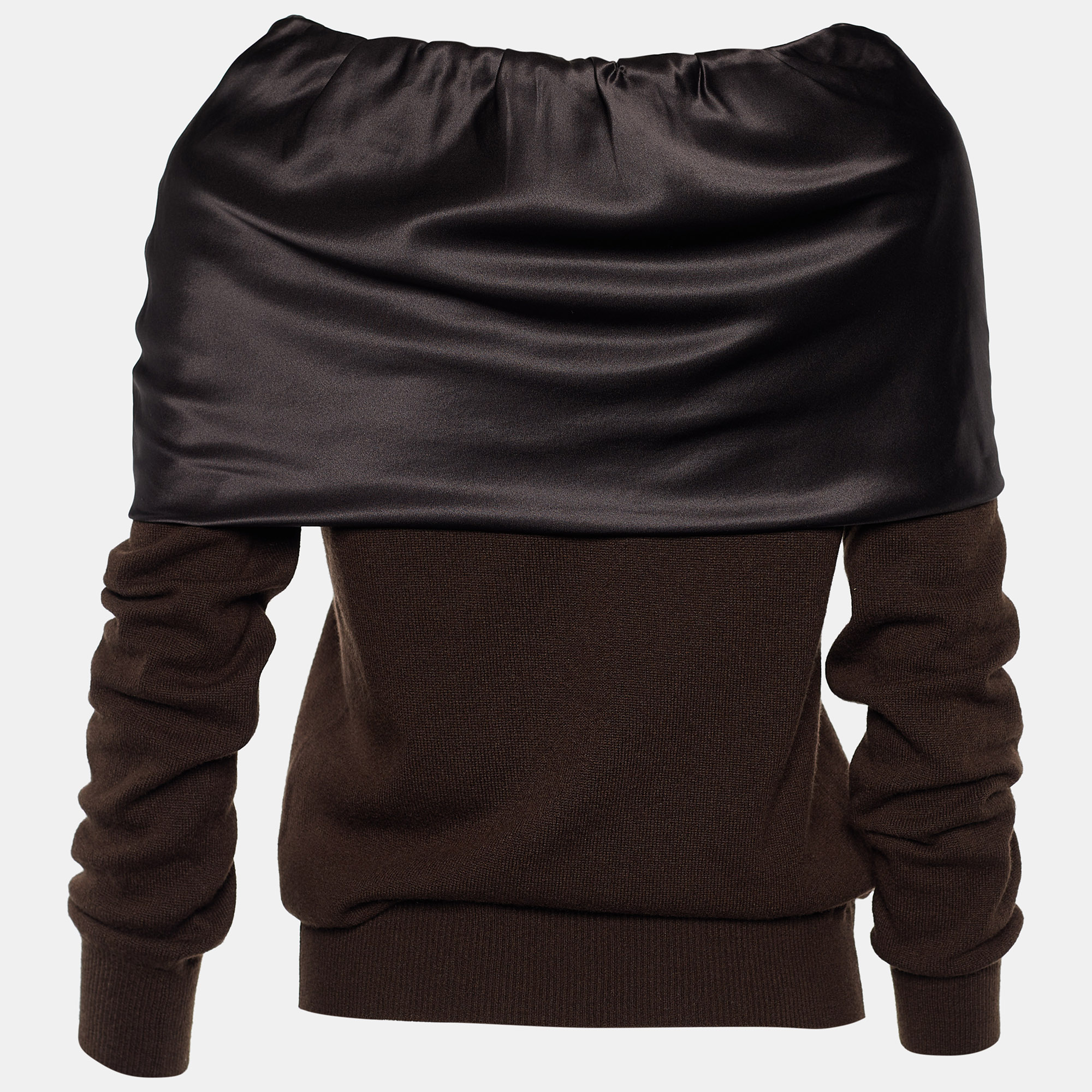 

Dolce & Gabbana Brown Cashmere & Silk Draped Neck Sweater