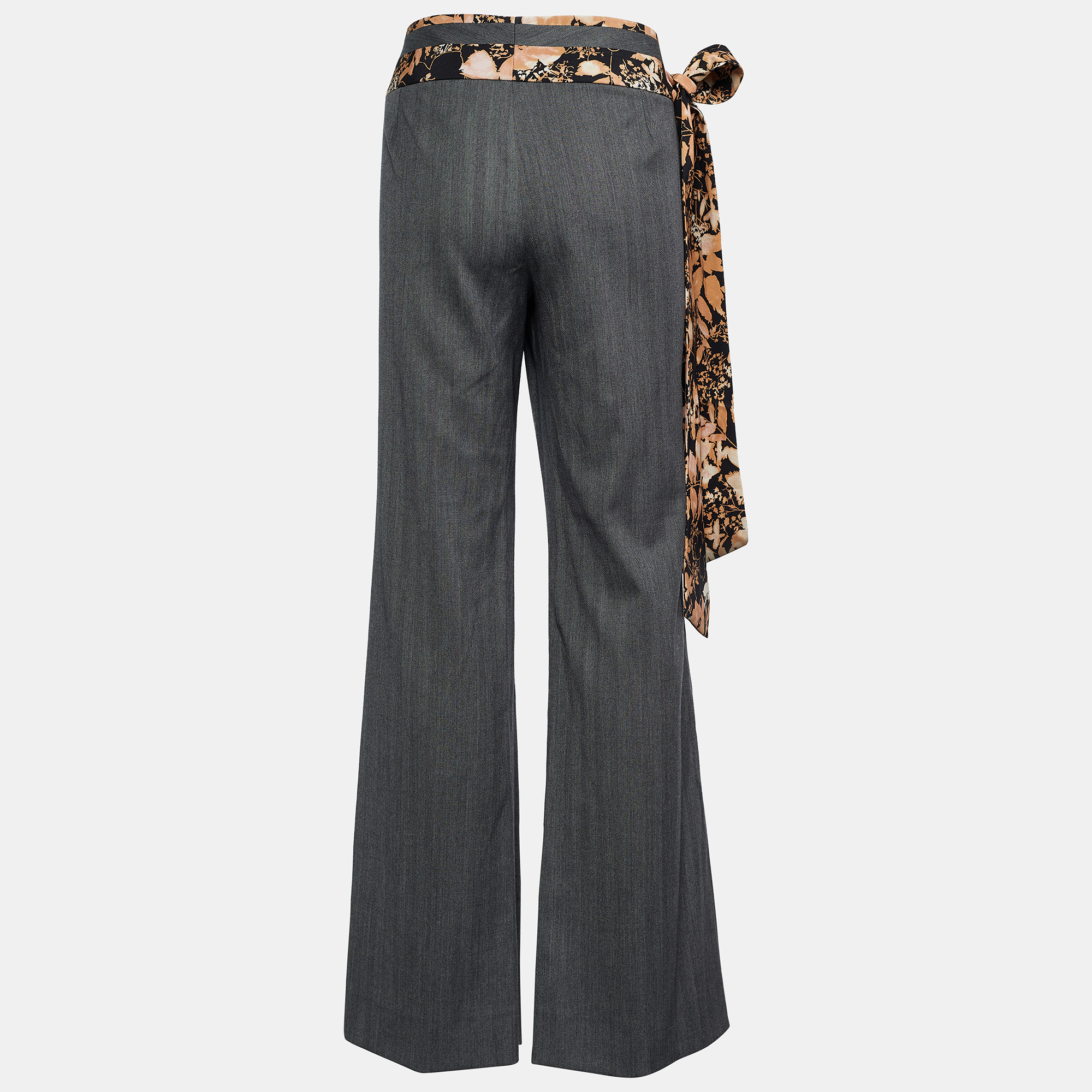 

Dolce & Gabbana Grey Wool Printed Belt Detail Trousers