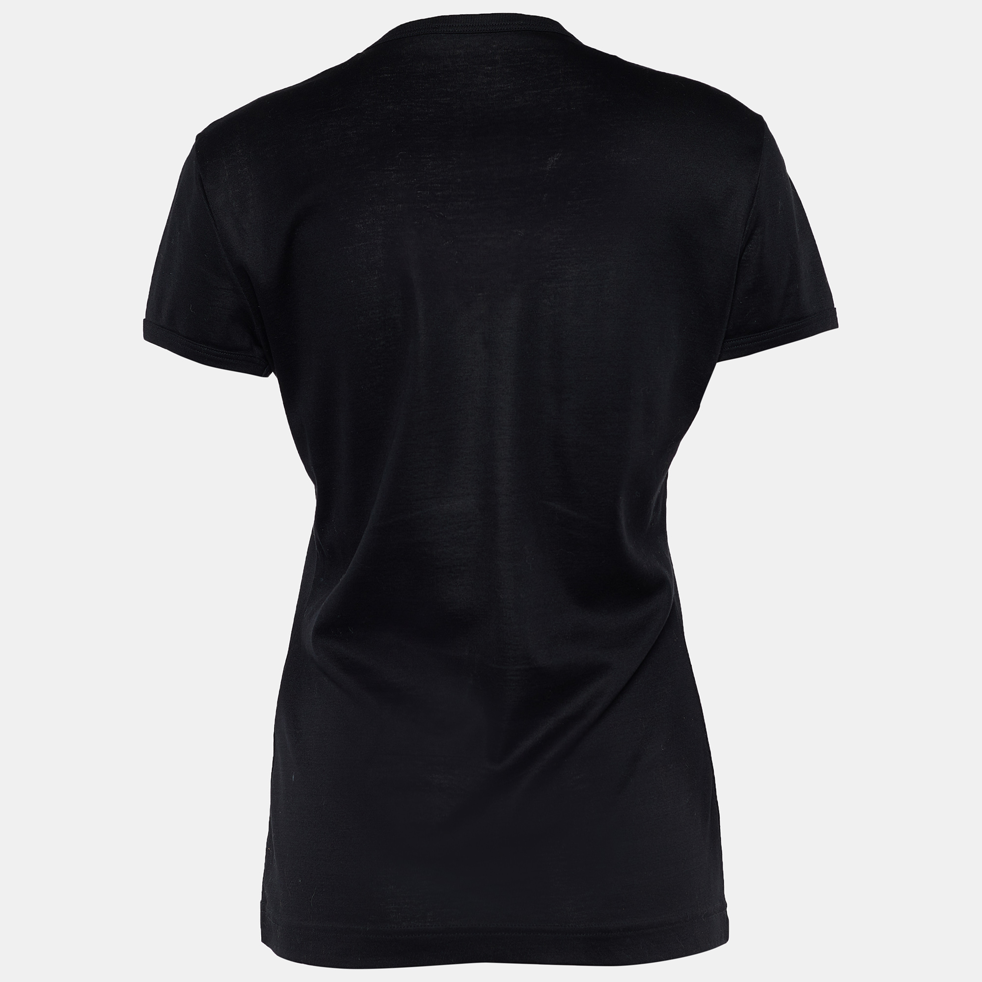 

Dolce & Gabbana Black Cotton DG Embellished Crew Neck T-Shirt