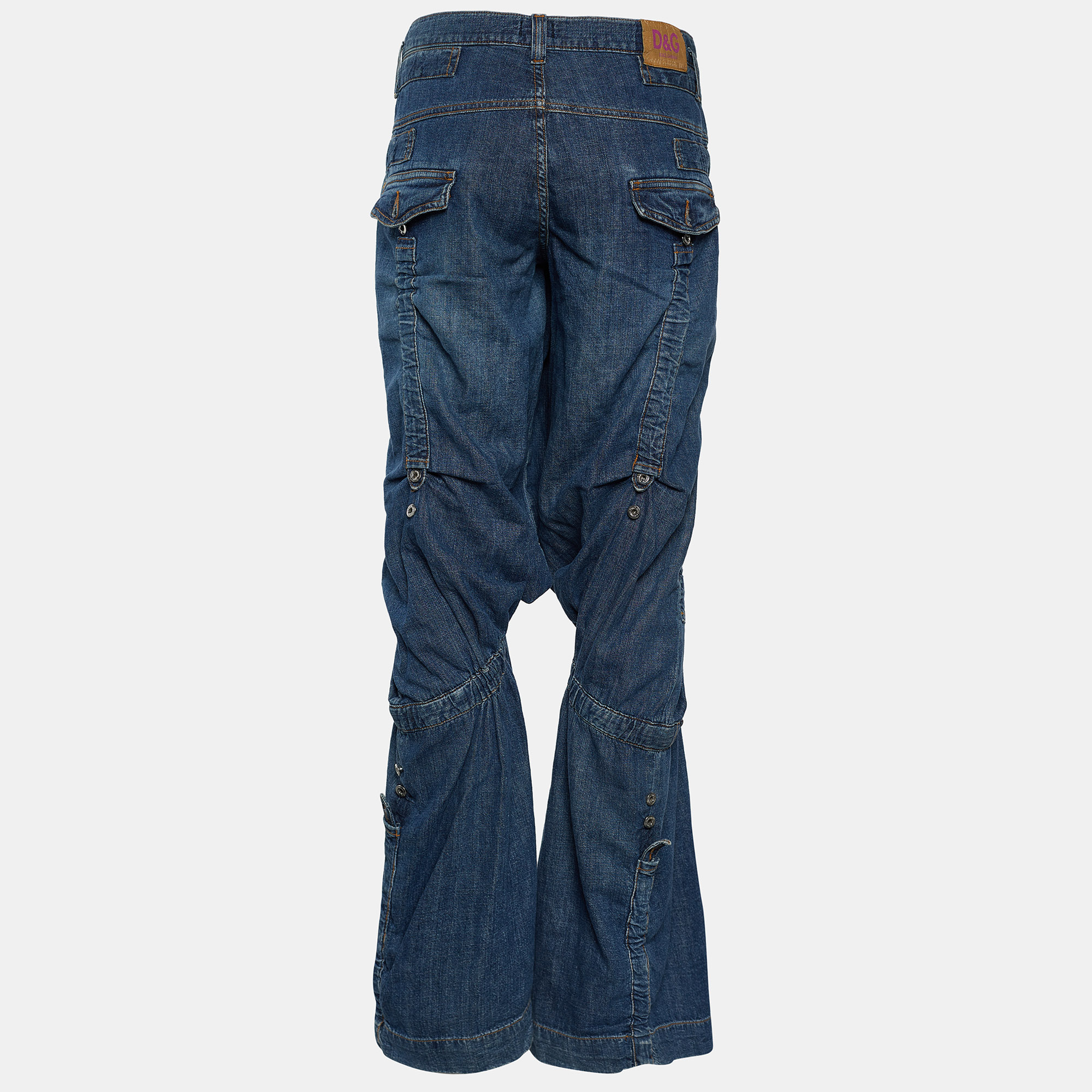 

D&G Blue Denim Ruched Wide Leg Jeans Jeans /Waist 34