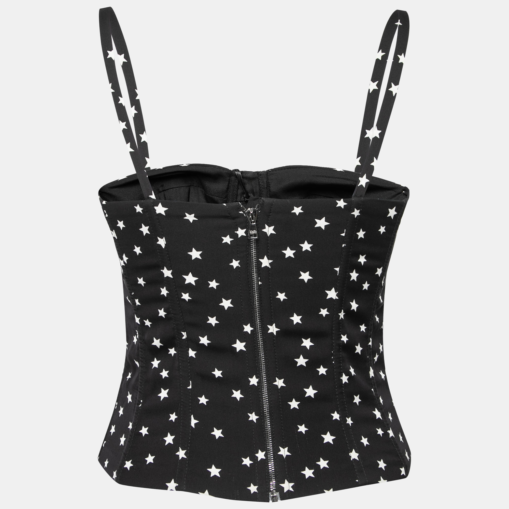 

Dolce & Gabbana Black Start Printed Satin Corset Top