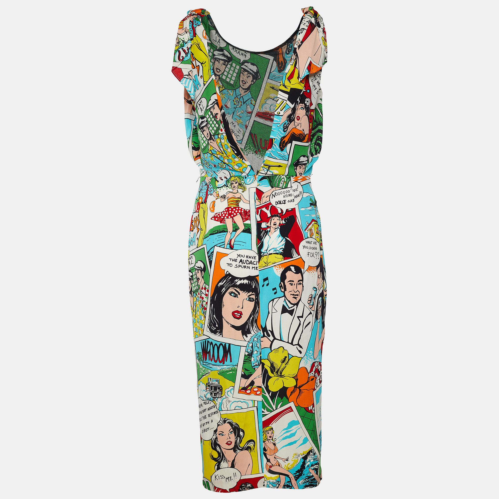 

Dolce & Gabbana Multicolor Comic Strip Print Stretch Knit Bodycon Dress