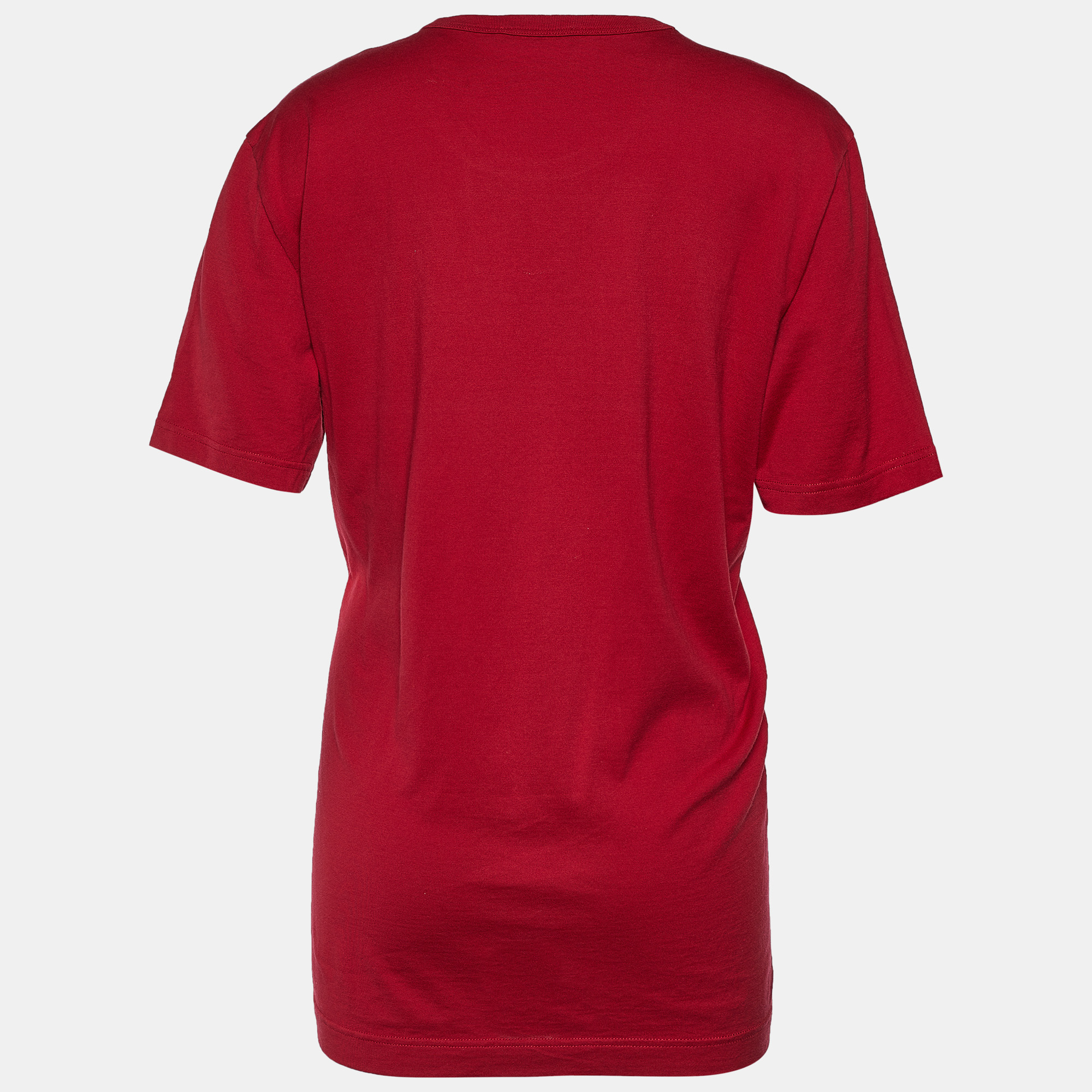 

Dolce & Gabbana Burgundy Logo Print Jersey T-shirt