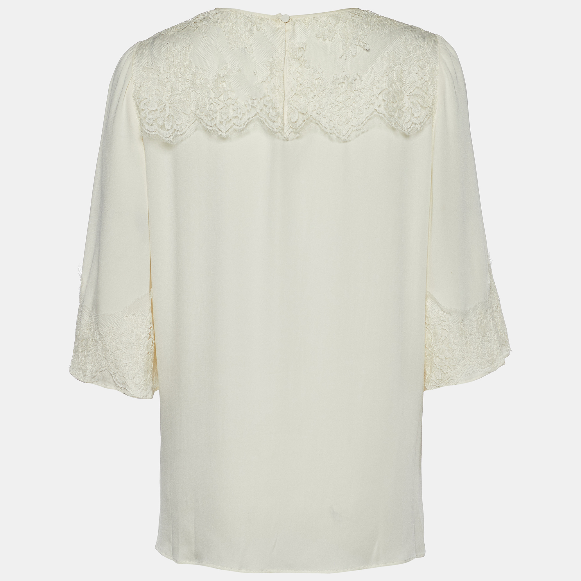 

Dolce & Gabbana Cream Silk Blend Lace Trim Blouse