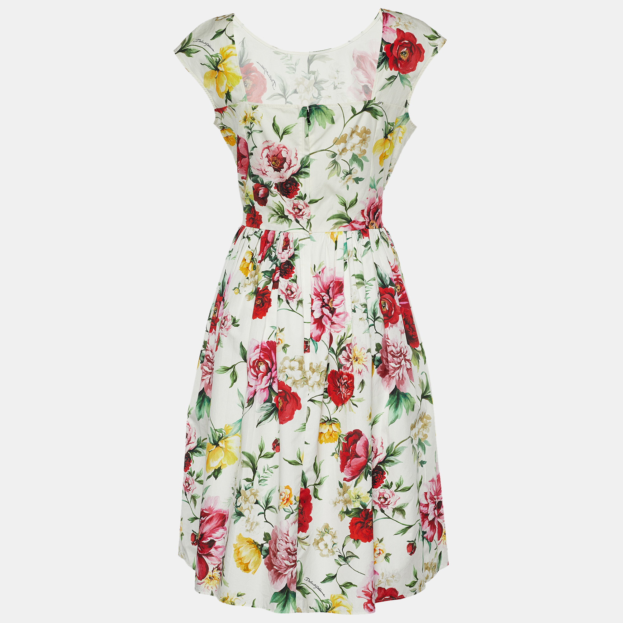 

Dolce & Gabbana White Floral Print Cotton Sleeveless Dress