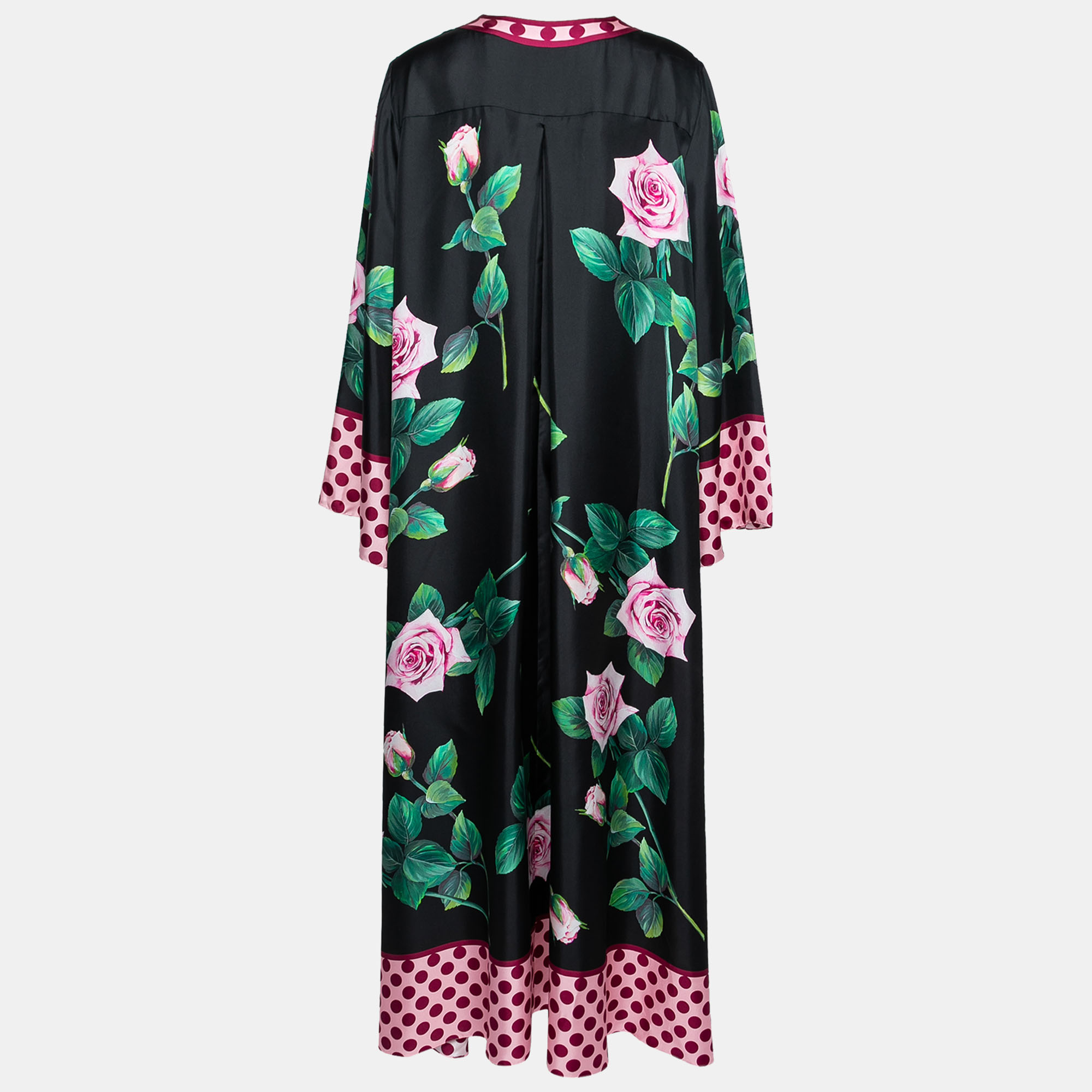 

Dolce & Gabbana Black Rose Print Silk Kaftan Dress