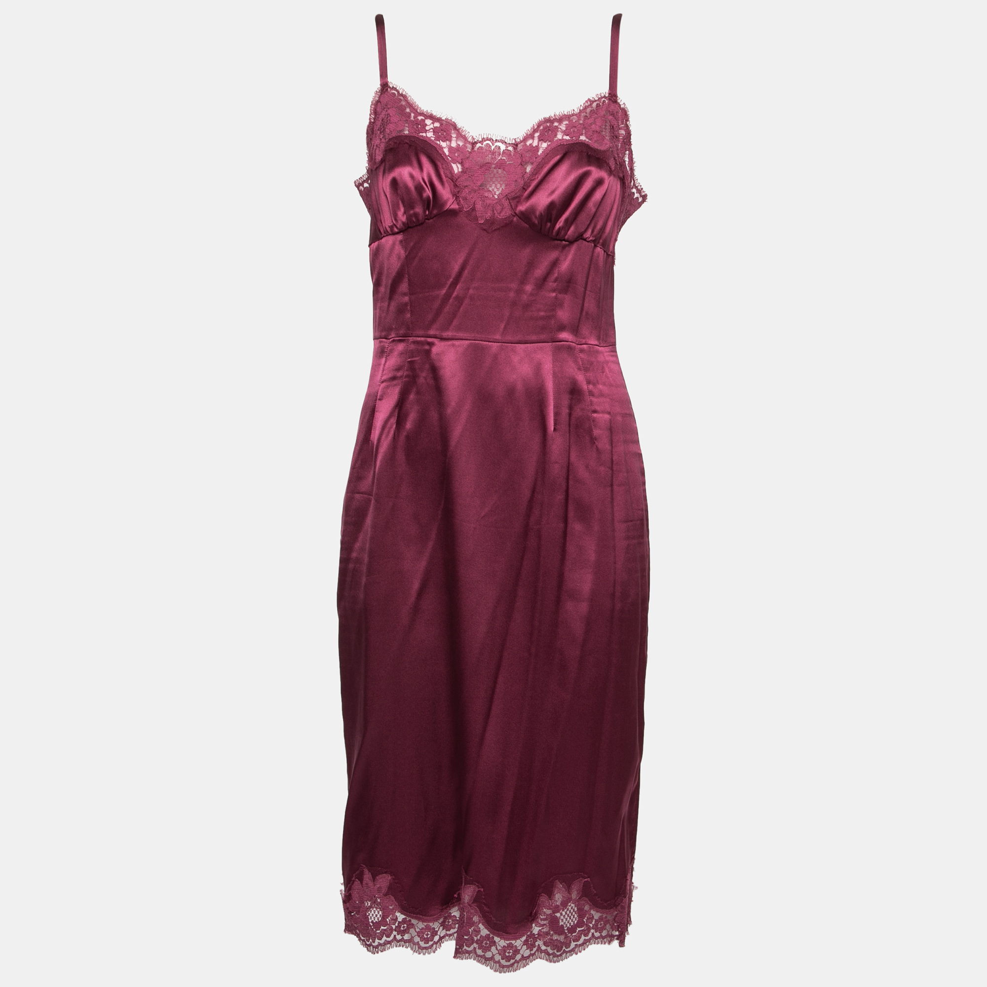 

Dolce & Gabbana Wine Red Lace Sleeveless Sheath Dress