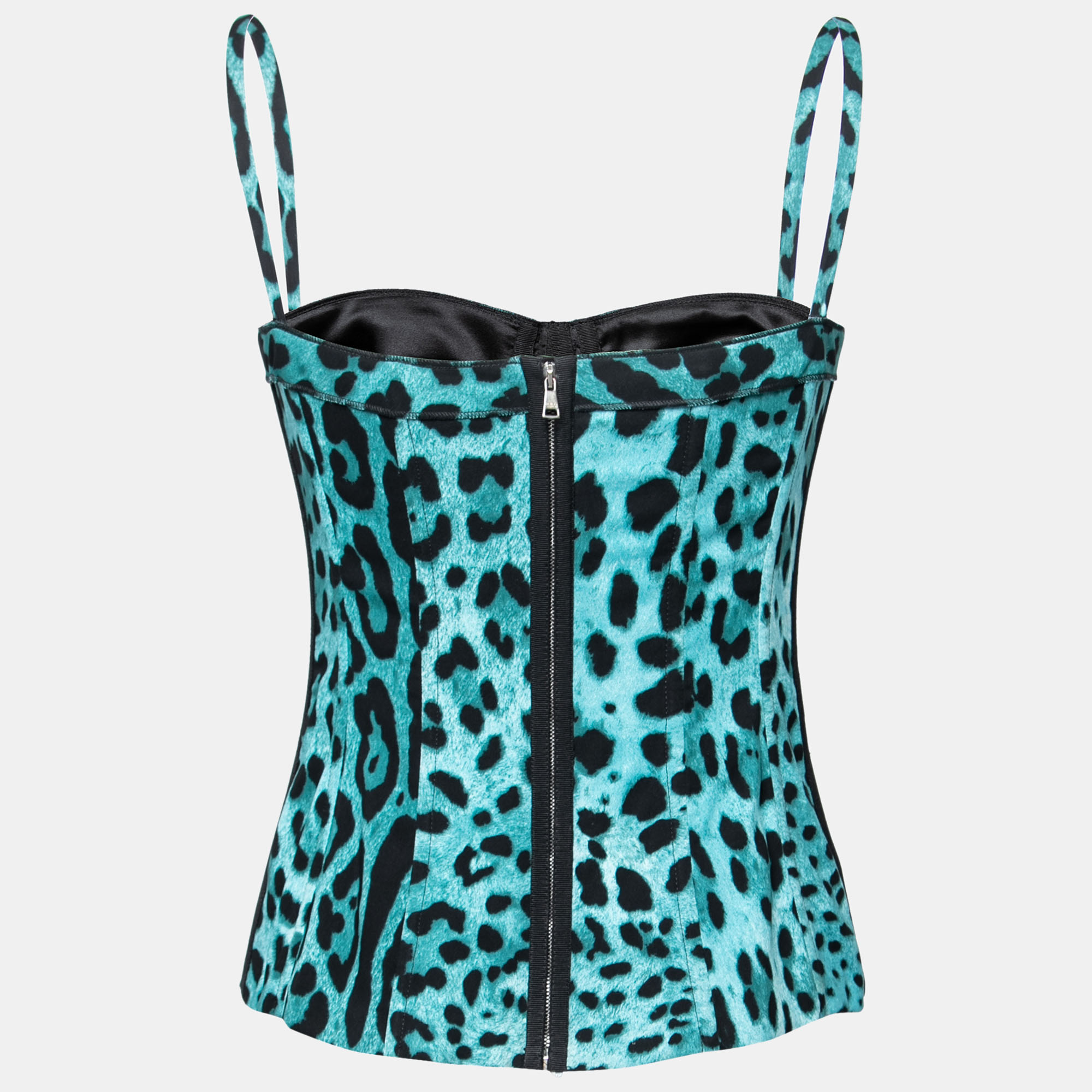 

Dolce & Gabbana Green Animal Print Knit Corset Top