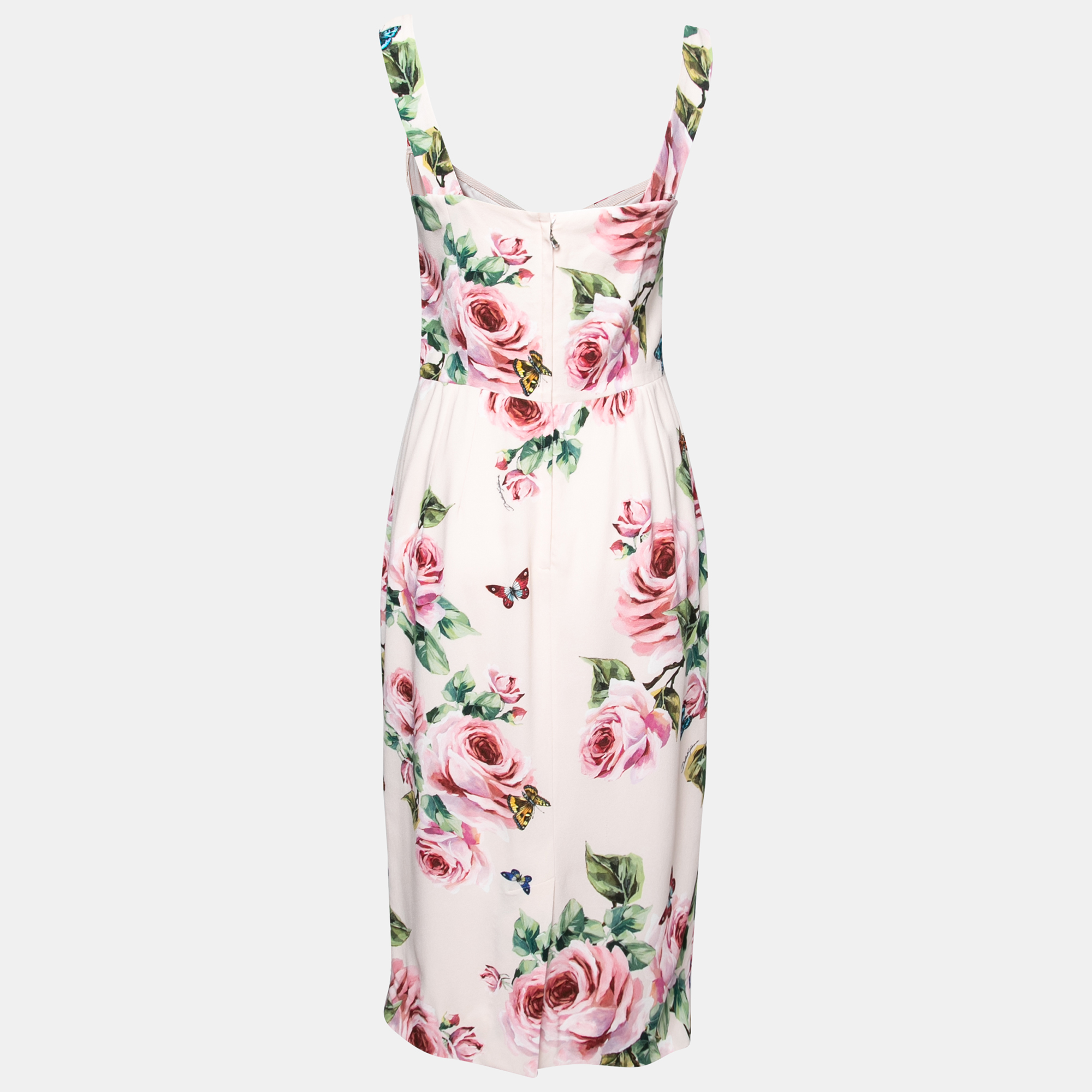 

Dolce & Gabbana Pink Floral Printed Crepe Corset Sleeveless Dress