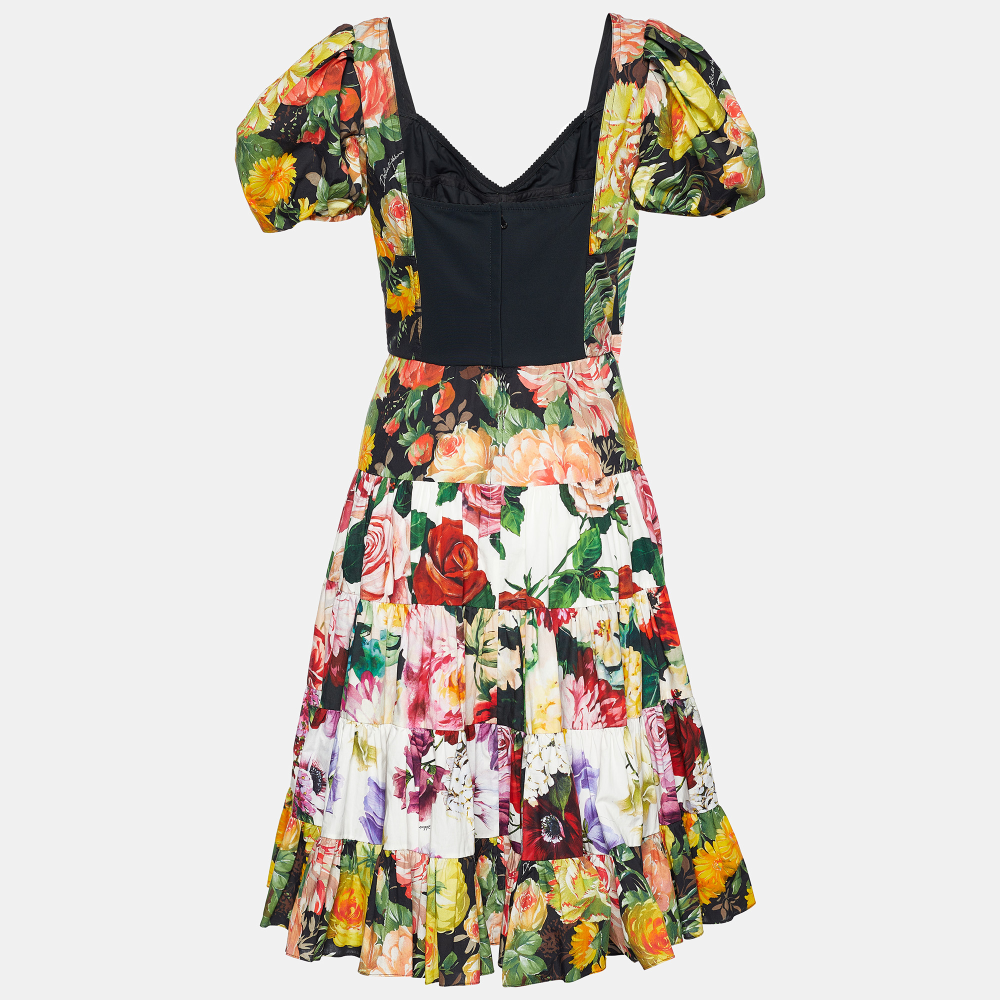 

Dolce & Gabbana Multicolor Floral Print Cotton Flared Dress