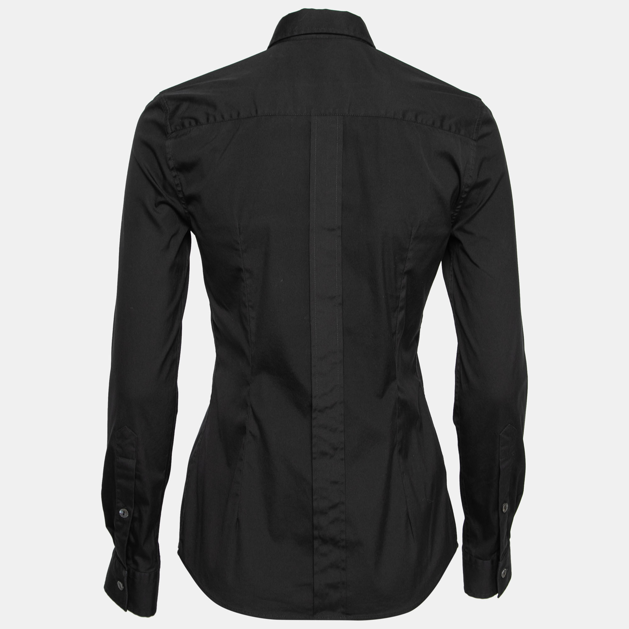 

Dolce & Gabbana Black Cotton Button Front Slim Fit Shirt