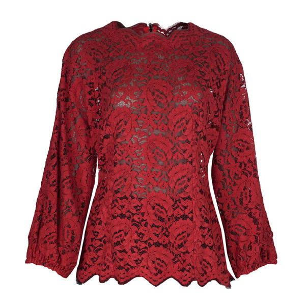 مملوكة مسبقًا توب دولتشي آند غابانا أكمام طويلة دانتيل أحمر M