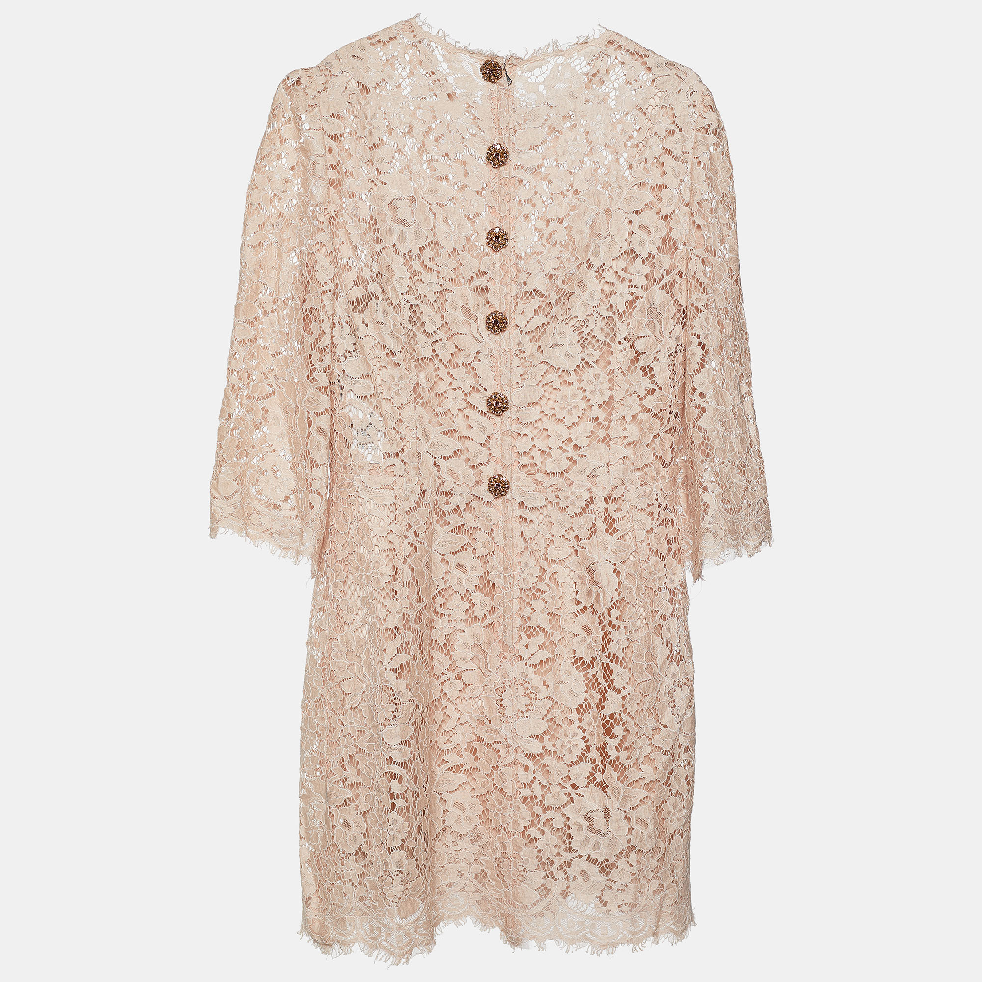 

Dolce & Gabbana Pale Pink Floral Lace Mini Dress