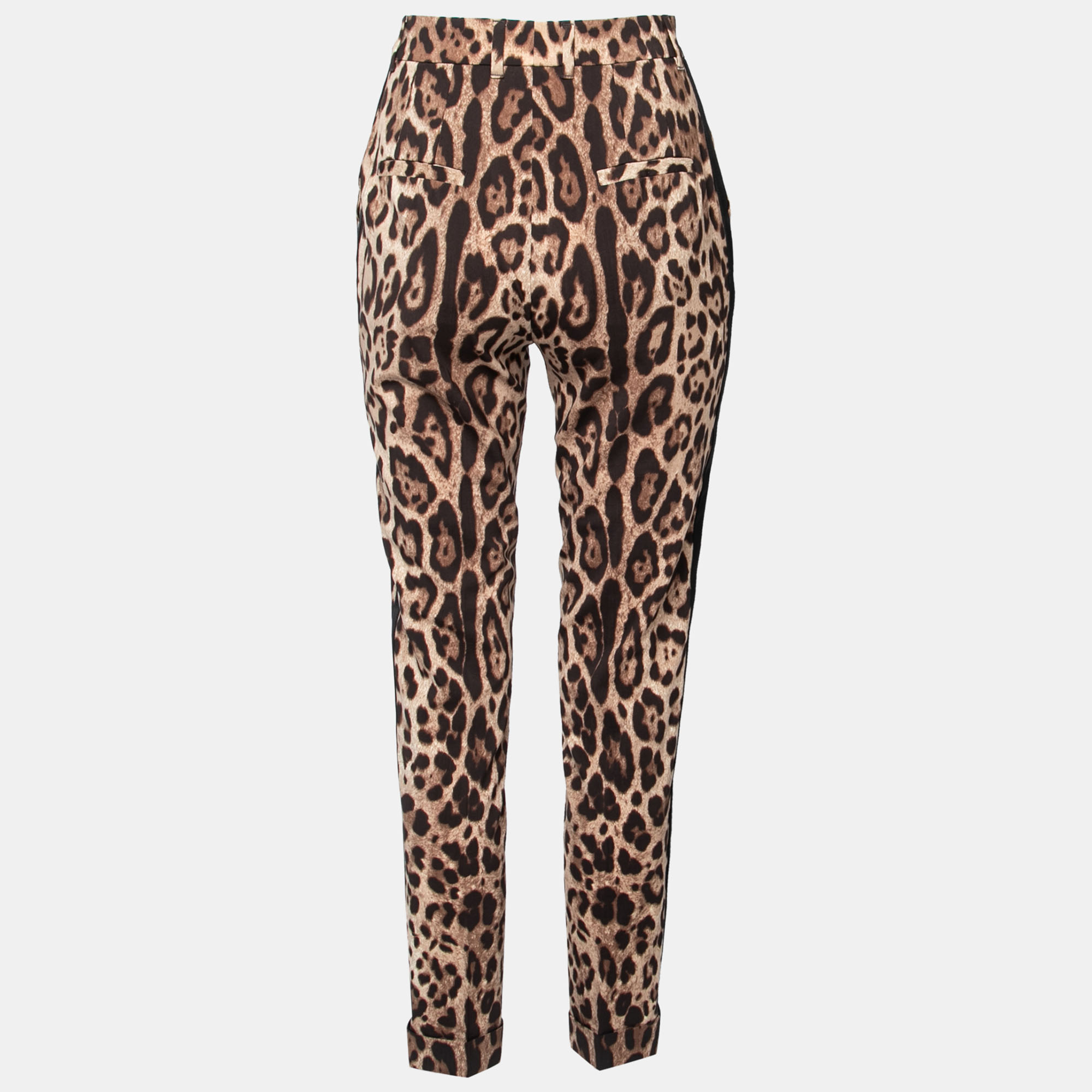 

Dolce & Gabbana Brown Leopard Print Wool Trousers  Waist 26