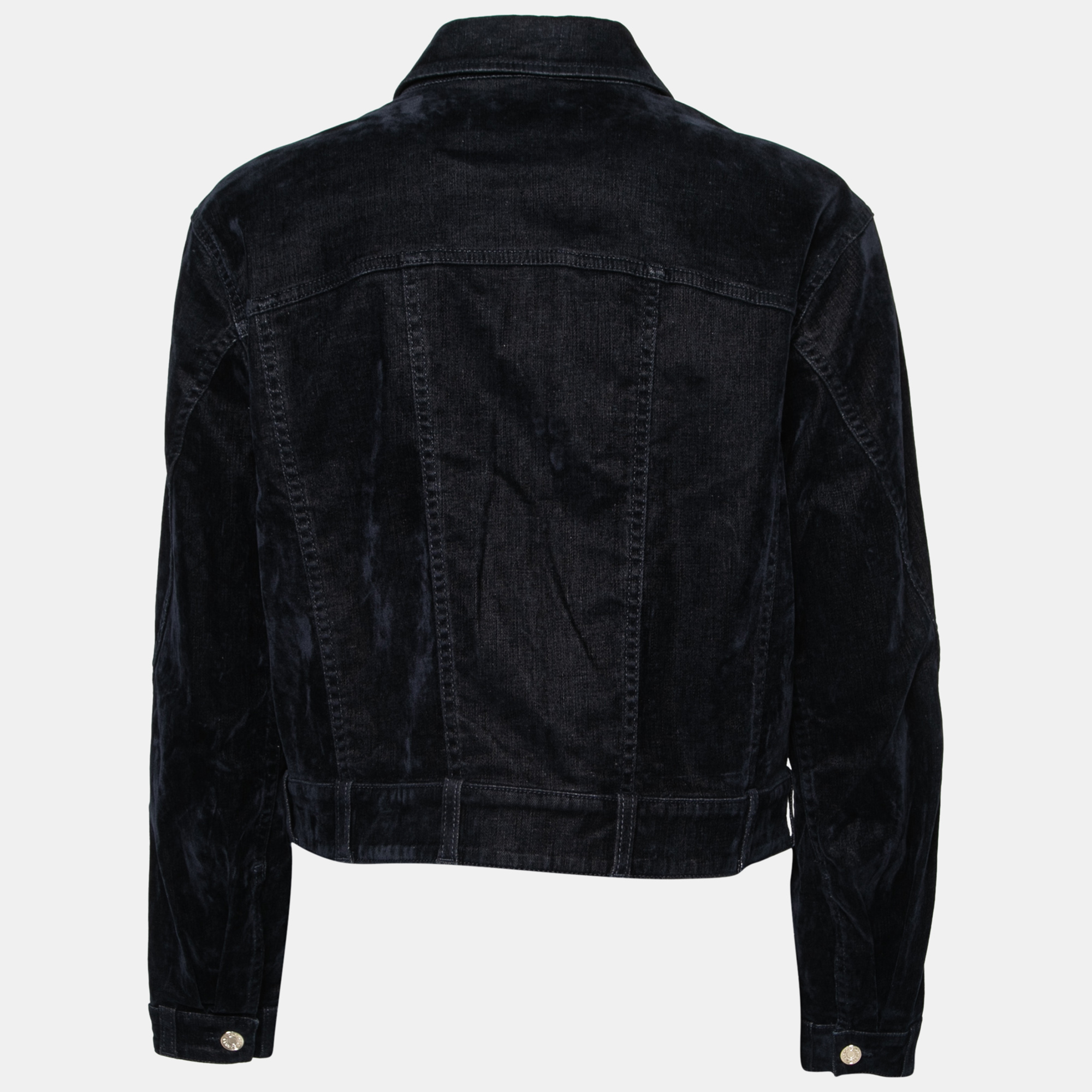 

Dolce & Gabbana Dark Blue Coated Denim Button Front Jacket