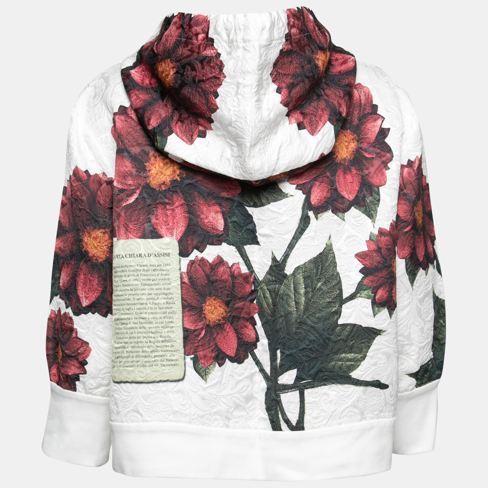 

Dolce & Gabbana White Floral Printed Jacquard Hooded Sweatshirt