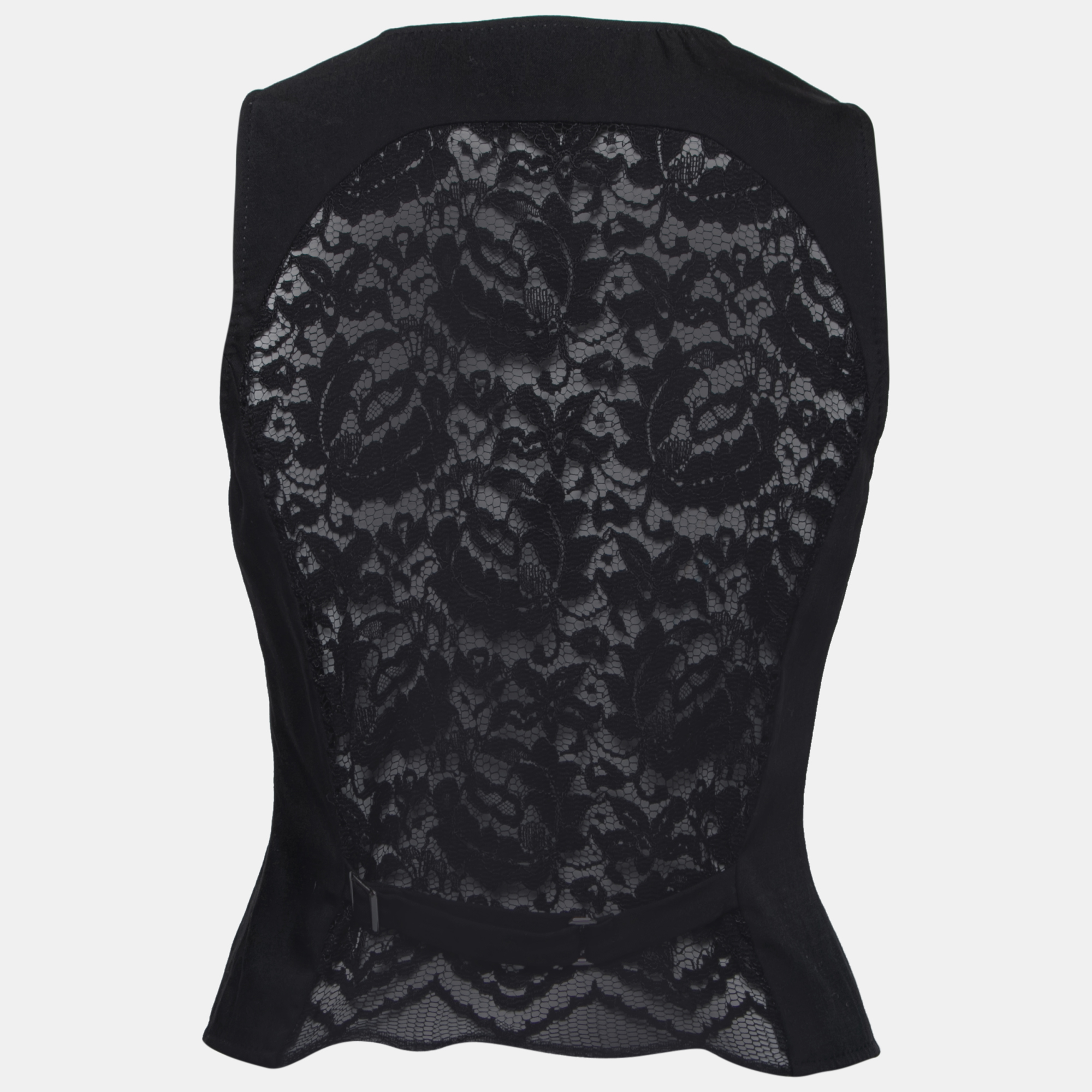 

Dolce & Gabbana Black Wool & Lace Button Front Vest